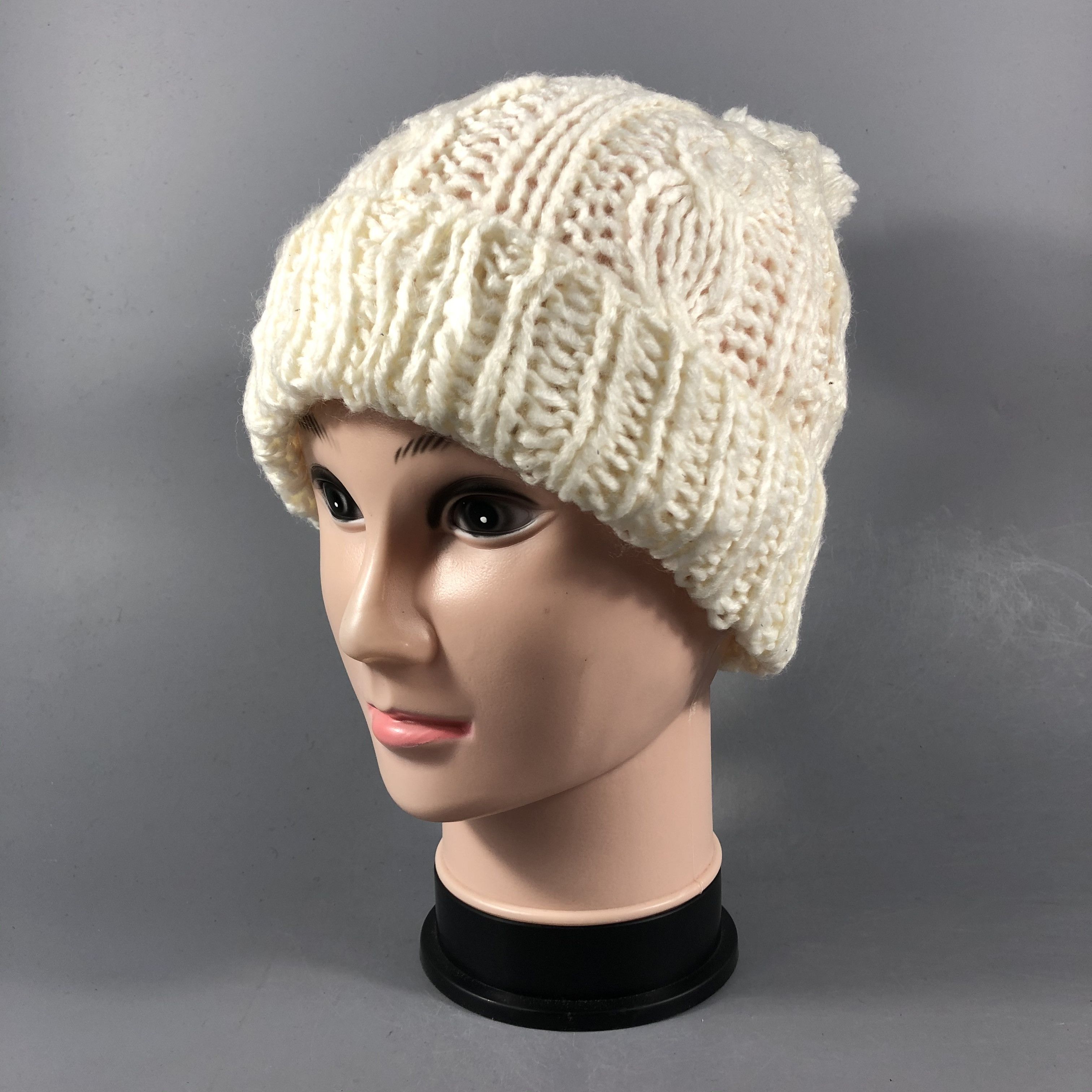 Japanese Brand Cable Knit Beanie Crochet Snowcap Hat Size ONE SIZE - 2 Thumbnail
