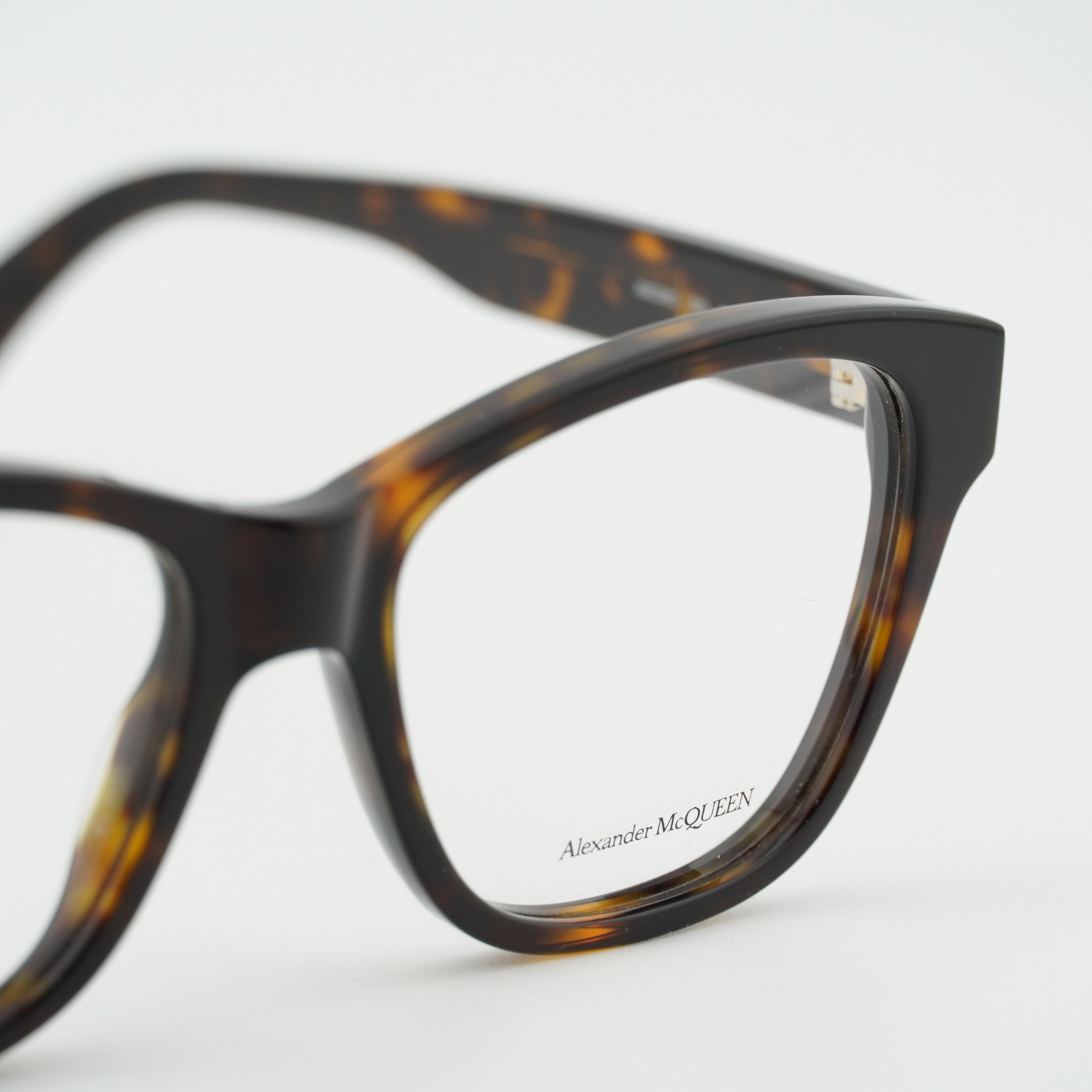 Alexander McQueen Alexander McQueen AM0306O 002 Eyeglasses Havana 52mm Square Size ONE SIZE - 7 Thumbnail