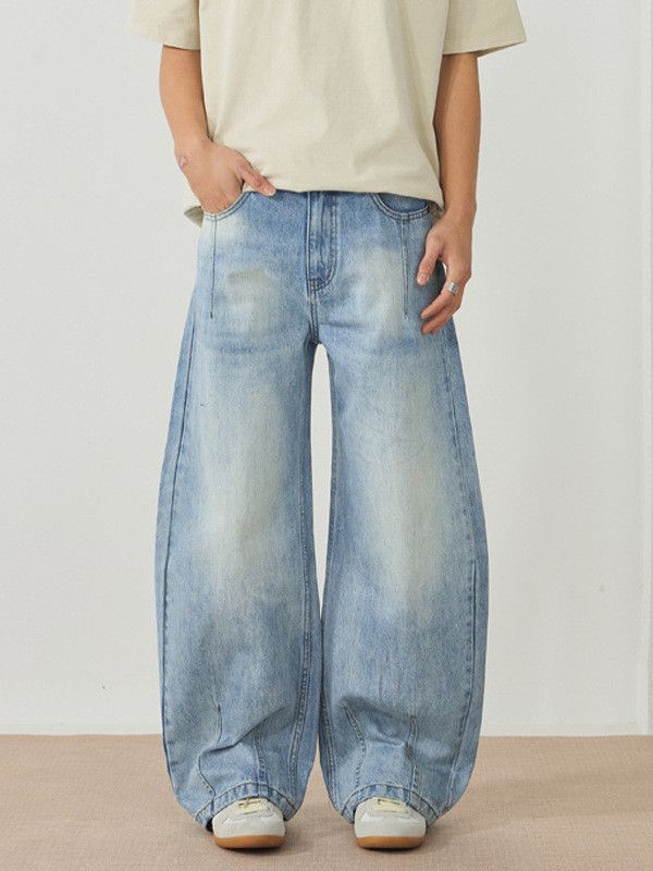 Vintage Men's wide-leg loose washed distressed scimitar jeans Size US 32 / EU 48 - 2 Thumbnail
