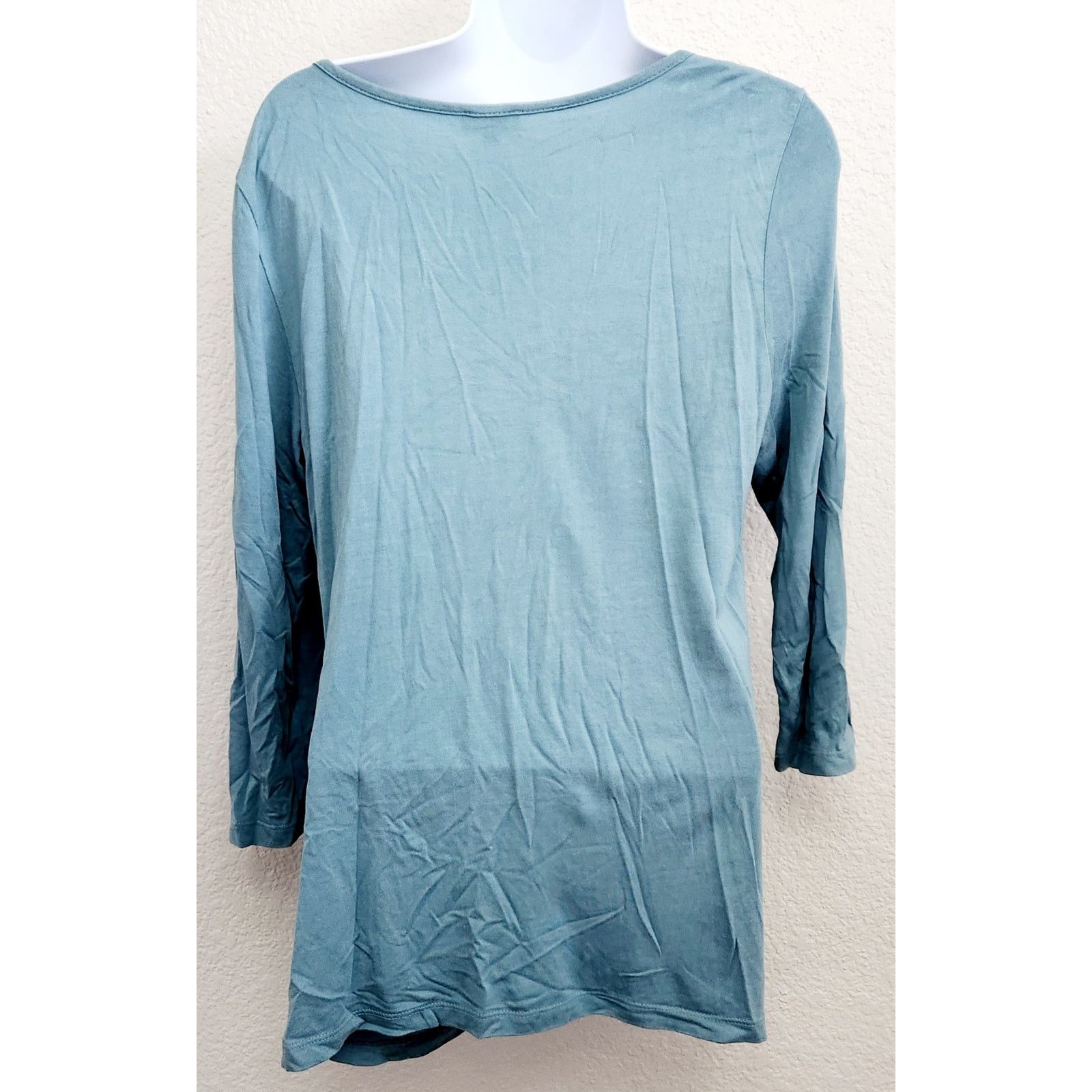Other Talbots Green Blue Pleated Ruffled Bodice Top Large Soft Size L / US 10 / IT 46 - 3 Thumbnail