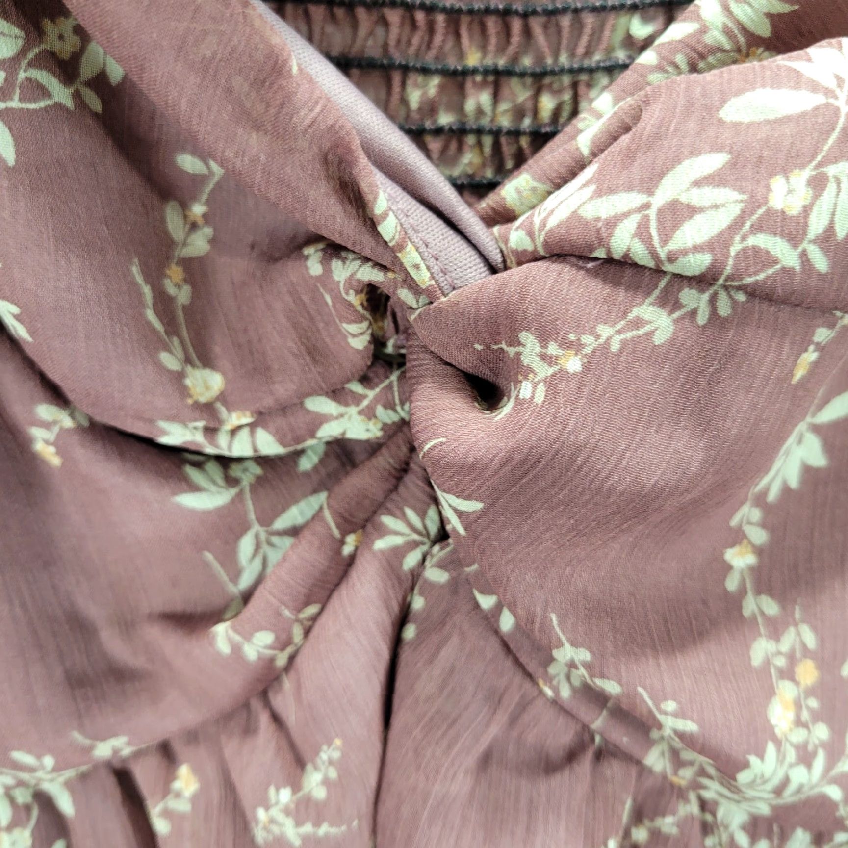 Vintage Kaileigh Floral Blouse Shirt Deep V-Neck Knot Front XL NWT Womens Polyester Sheer 3/4 Sleeve Brown Size XL / US 12-14 / IT 48-50 - 5 Thumbnail