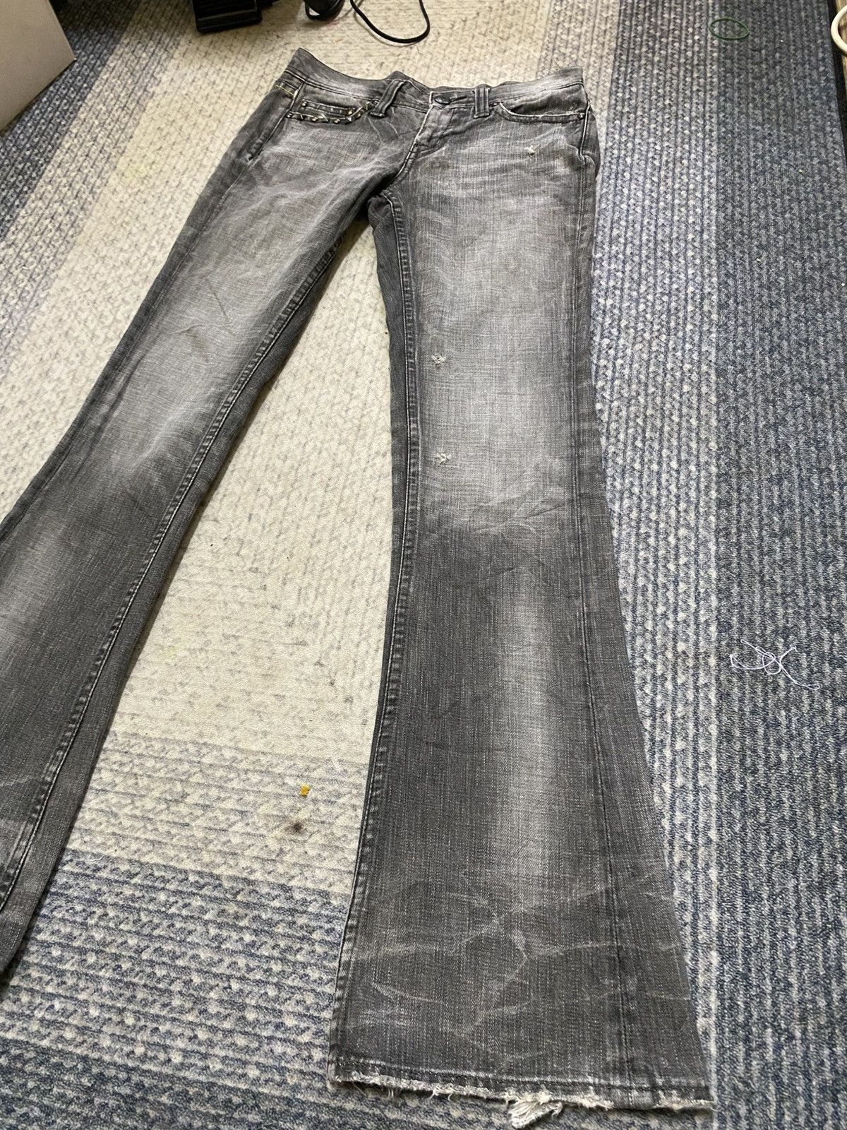 Japanese Brand × Seditionaries The Murder License Flared Studded Distressed Jeans Size 29" - 2 Thumbnail