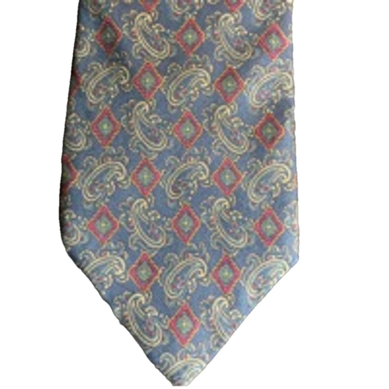 Other Vintage 90s Paisley Print Tie Blue Red Gold Briar Hand Size ONE SIZE - 3 Thumbnail