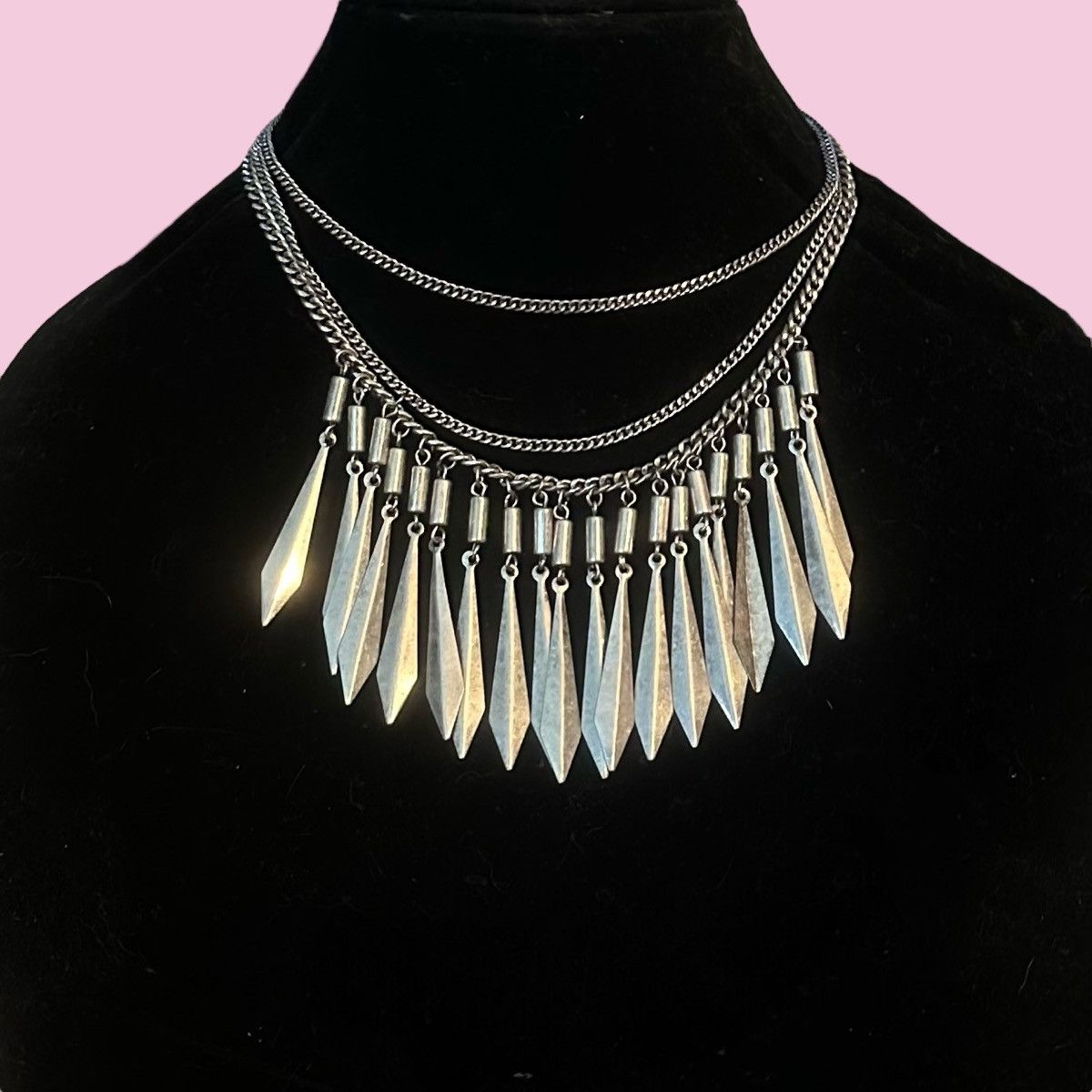 Other Silver tone multi strand layered dagger fringe necklace Size ONE SIZE - 1 Thumbnail
