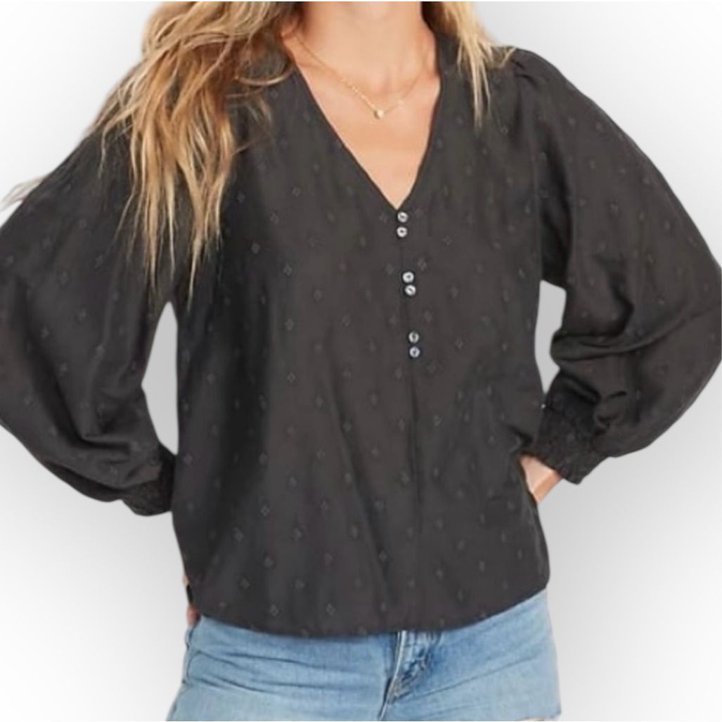 Old Navy Old Navy Long-Sleeve Clip-Dot Peasant Blouse, Long Puff Sleeves Women’s Large Size L / US 10 / IT 46 - 2 Thumbnail