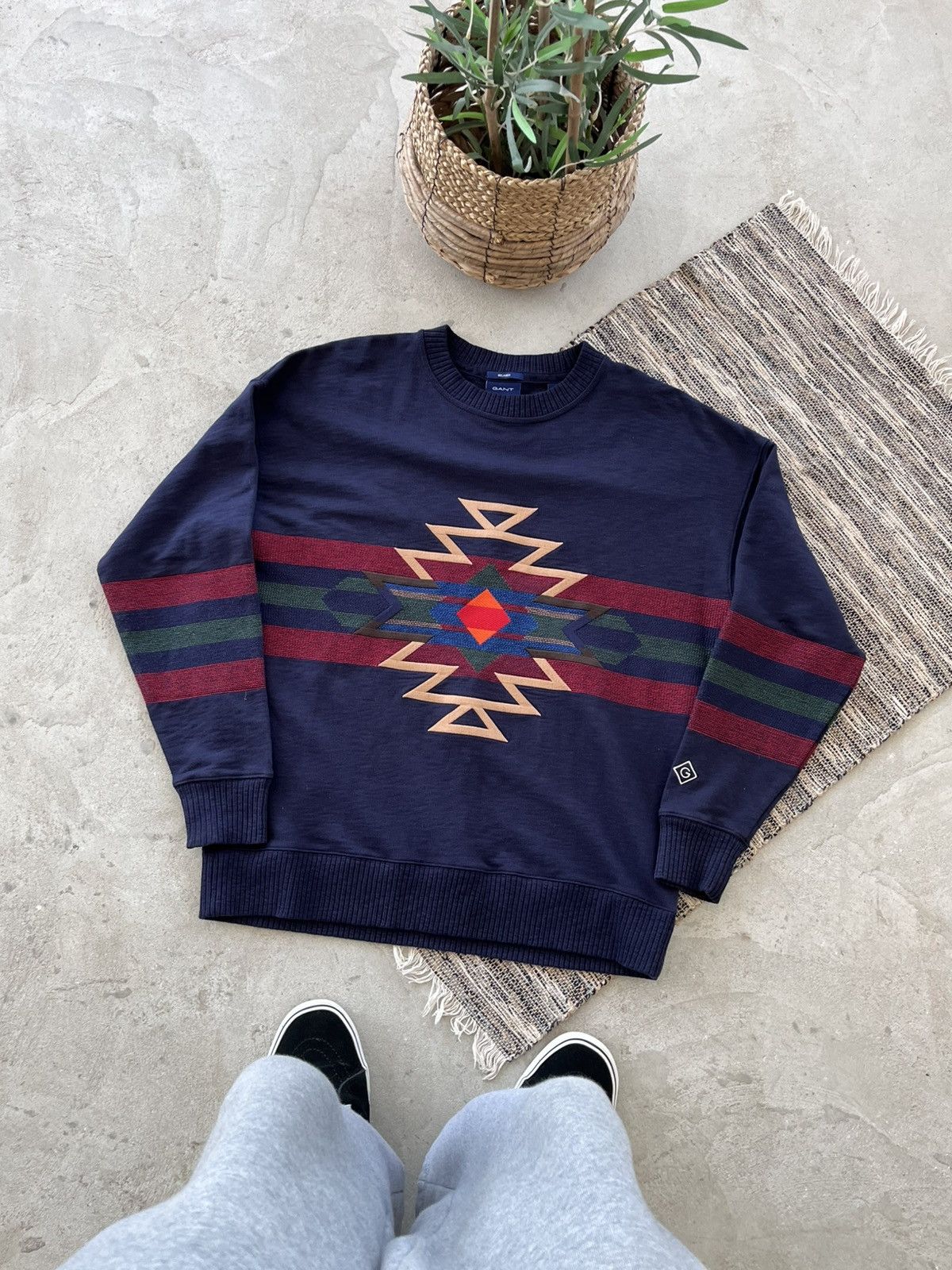 Gant Vintage Gant Knit Sweatshirt Navy Pattern Logo Crewneck Y2K Size US M / EU 48-50 / 2 - 1 Thumbnail