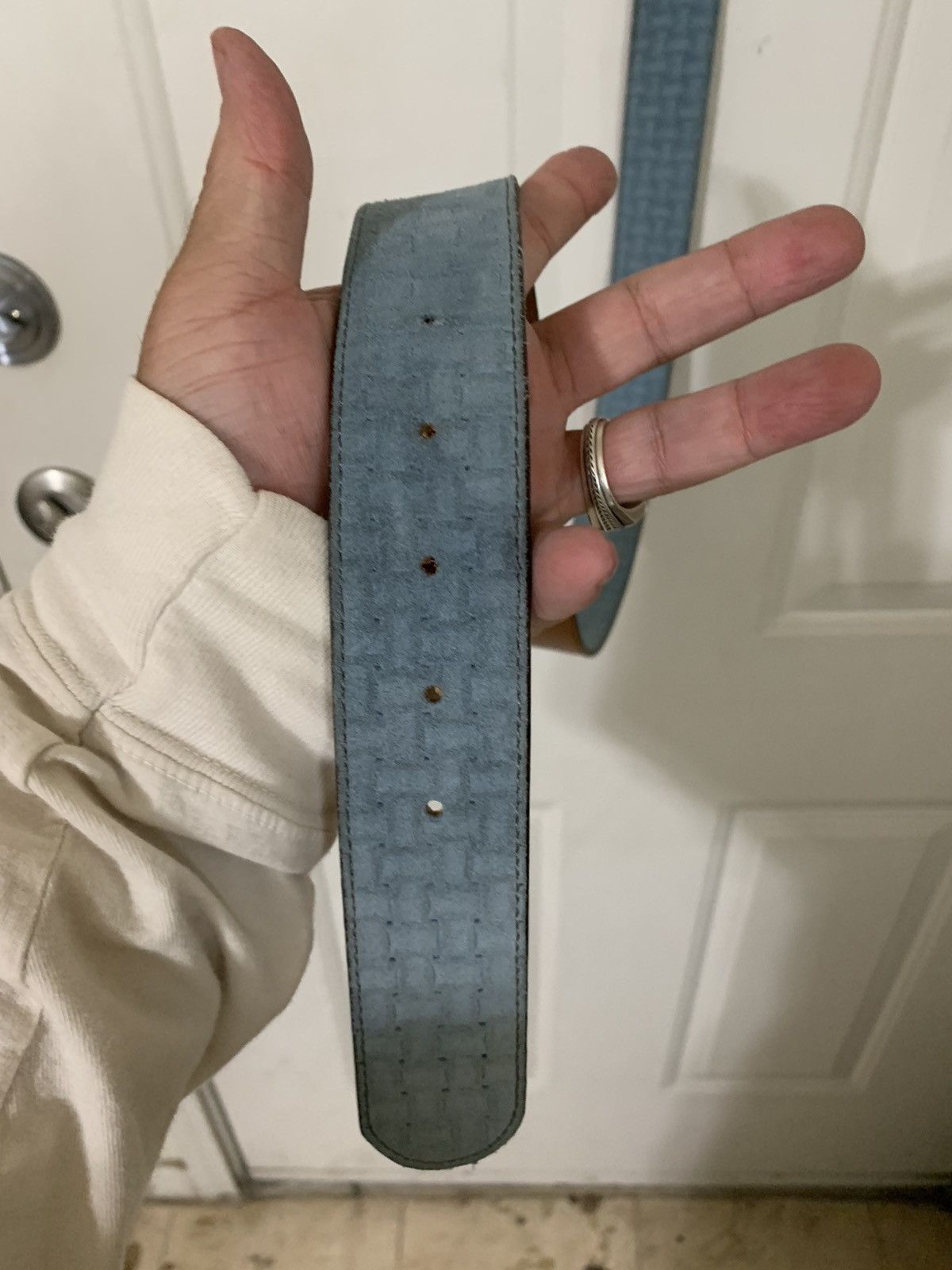Leather Suede textured belt Made in Italy Size ONE SIZE - 3 Thumbnail