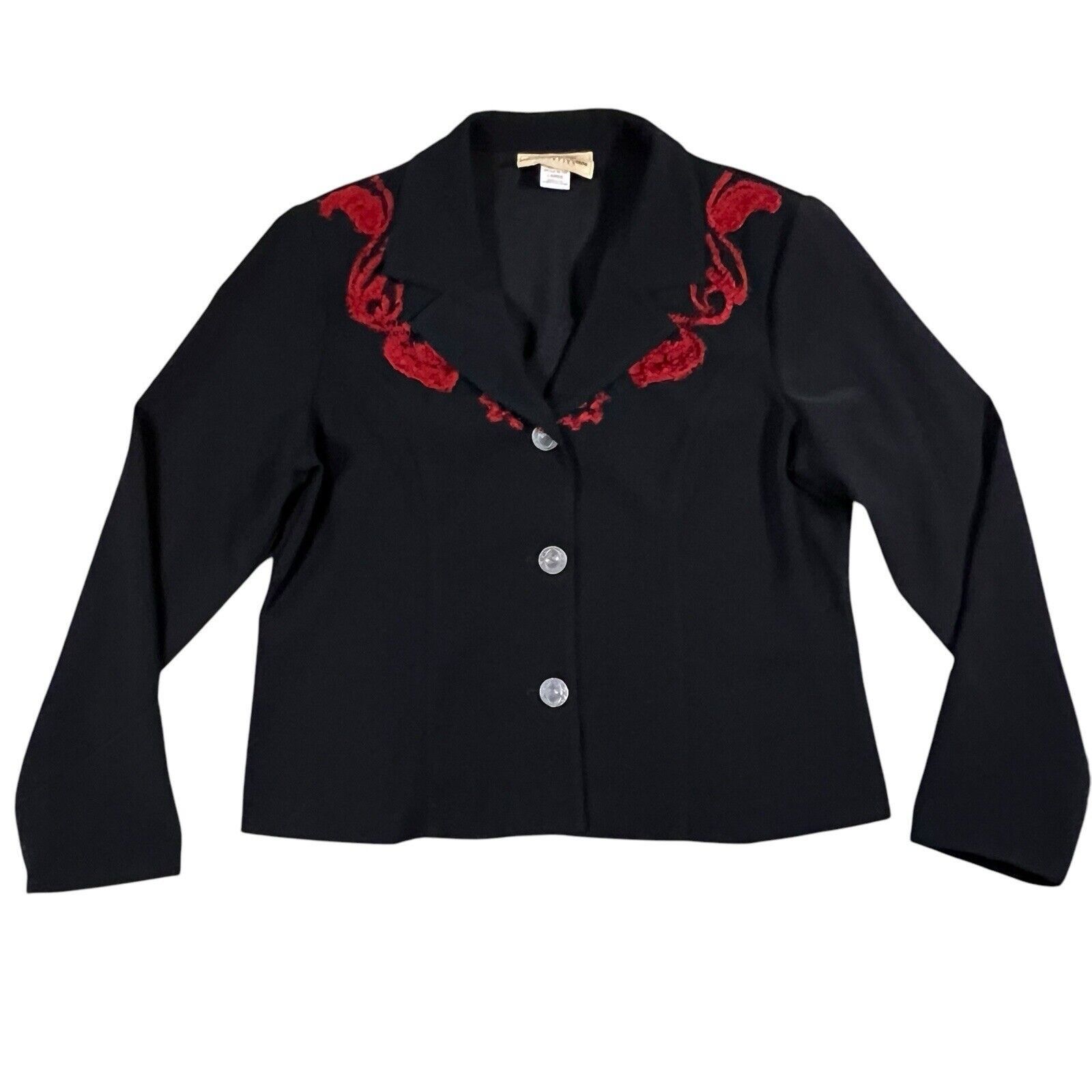 Other New Frontier Western Crop Black Blazer Red Floral Size Large Size M / US 6-8 / IT 42-44 - 1 Thumbnail