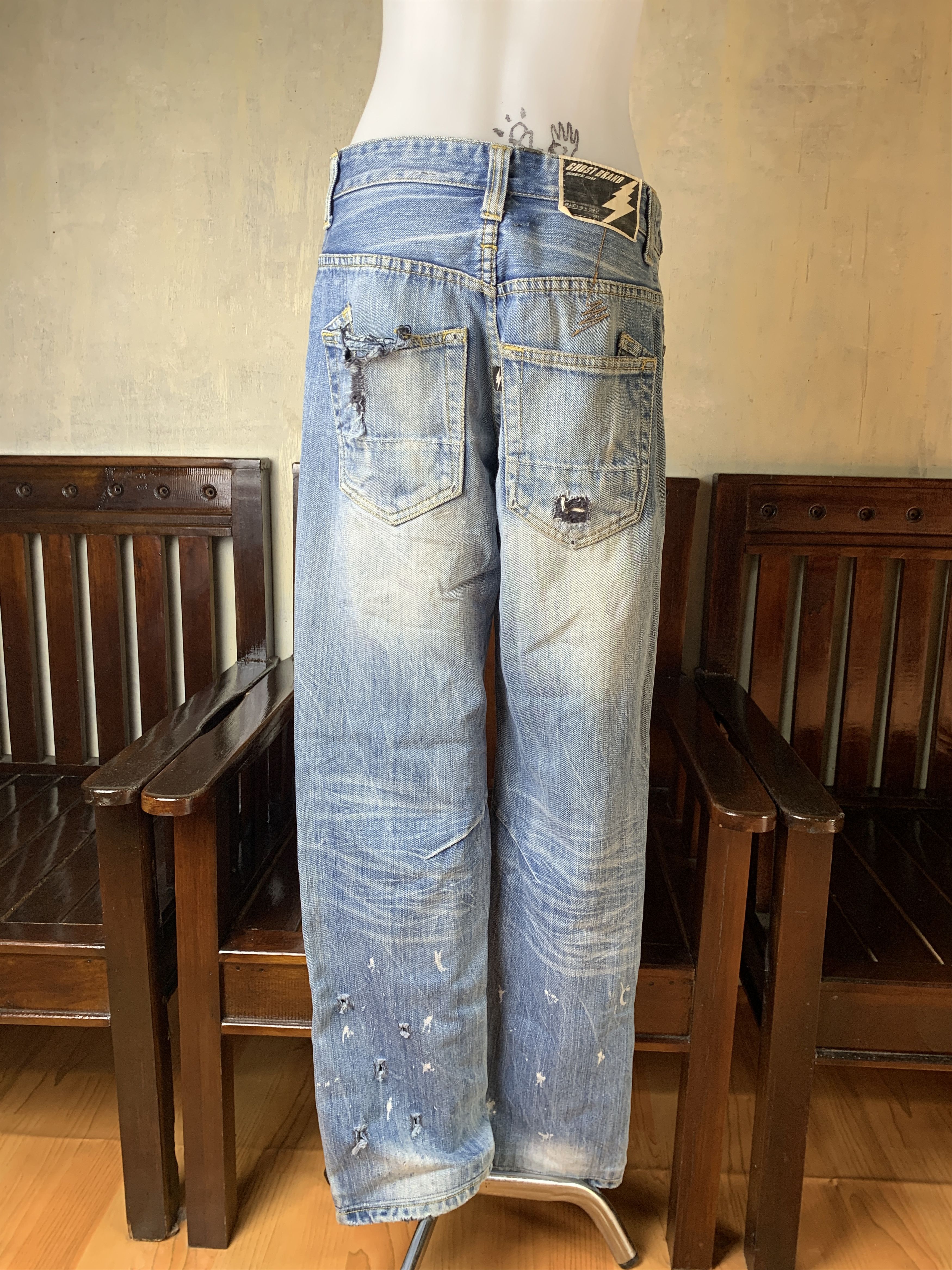 Japanese Brand Ghost Brand Ripped Biker Straight Jeans (28) Size 28" / US 6 / IT 42 - 3 Thumbnail