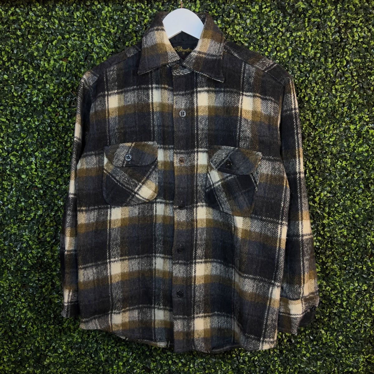 Image of Military x Vintage 50S Cpo For Aventura Wool Plaid Flannel Shirt in Brown/Black/Tan (Size Small)