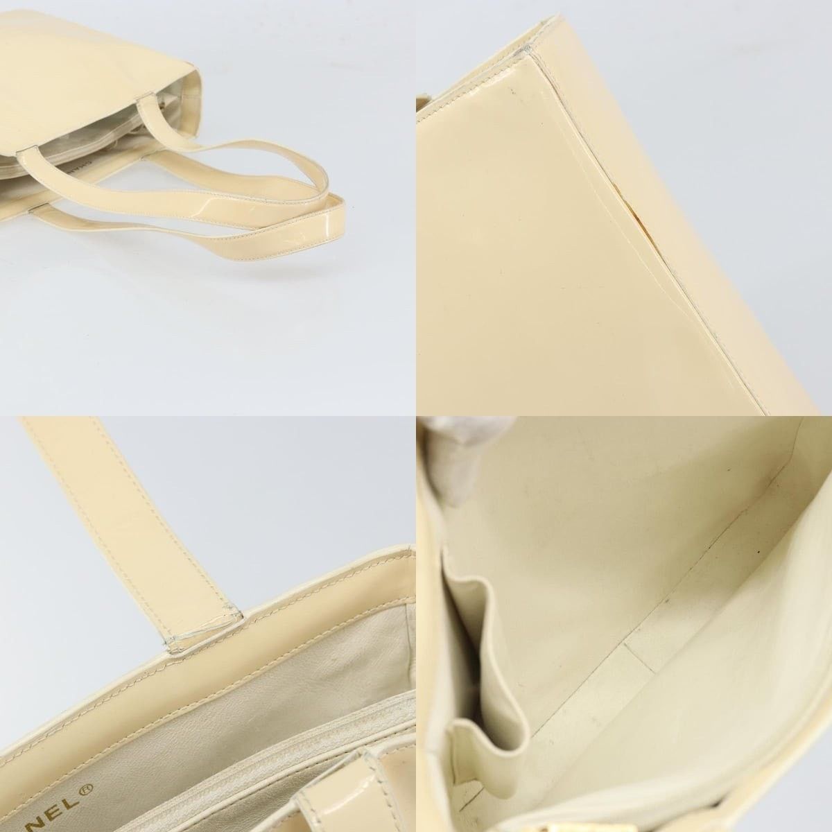 Chanel Chanel Tote Bag Patent Leather Beige Gold CC Size ONE SIZE - 4 Thumbnail