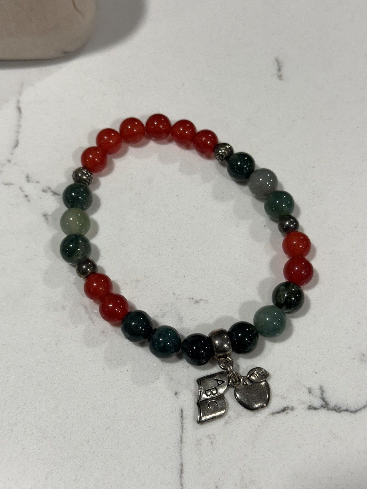 Handmade Handmade Gemstone Talisman Teacher Bracelet agatejade,silver Size ONE SIZE - 7 Thumbnail