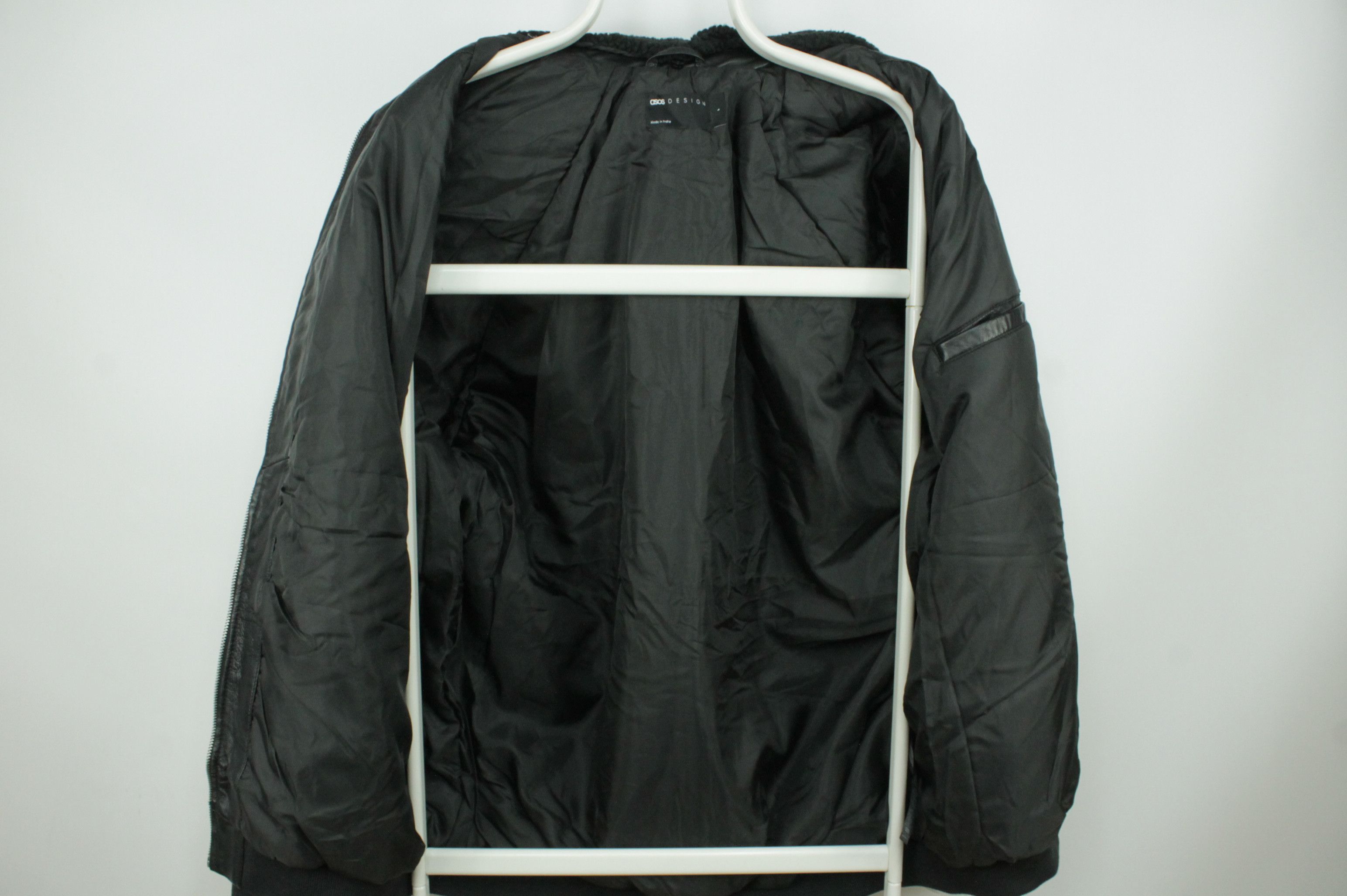 Asos Asos Oversized Black Leather Bomber Jacket Size US L / EU 52-54 / 3 - 11 Thumbnail
