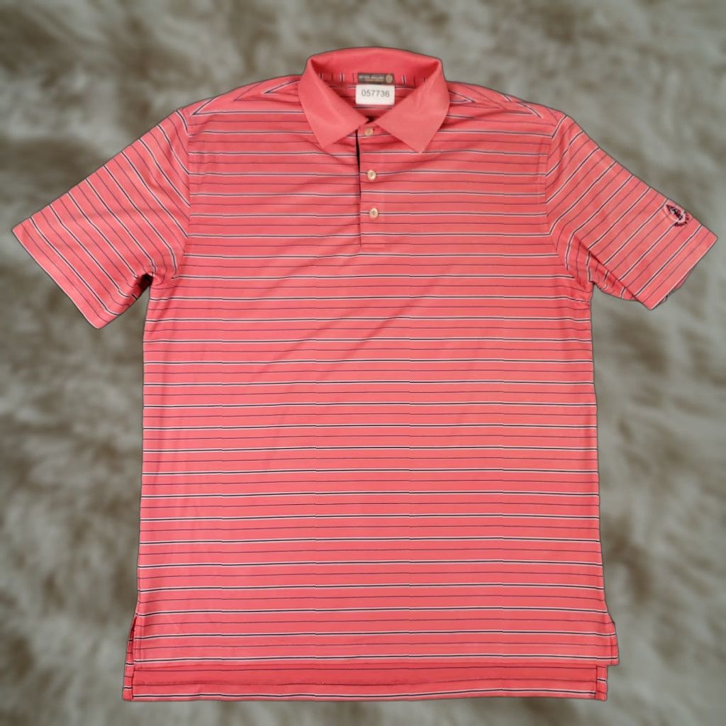 Peter Millar Peter Millar Polo Shirt Mens M Pink Striped Short Sleeve Collared Button Logo Golf Summer Comfort Size US M / EU 48-50 / 2 - 1 Thumbnail
