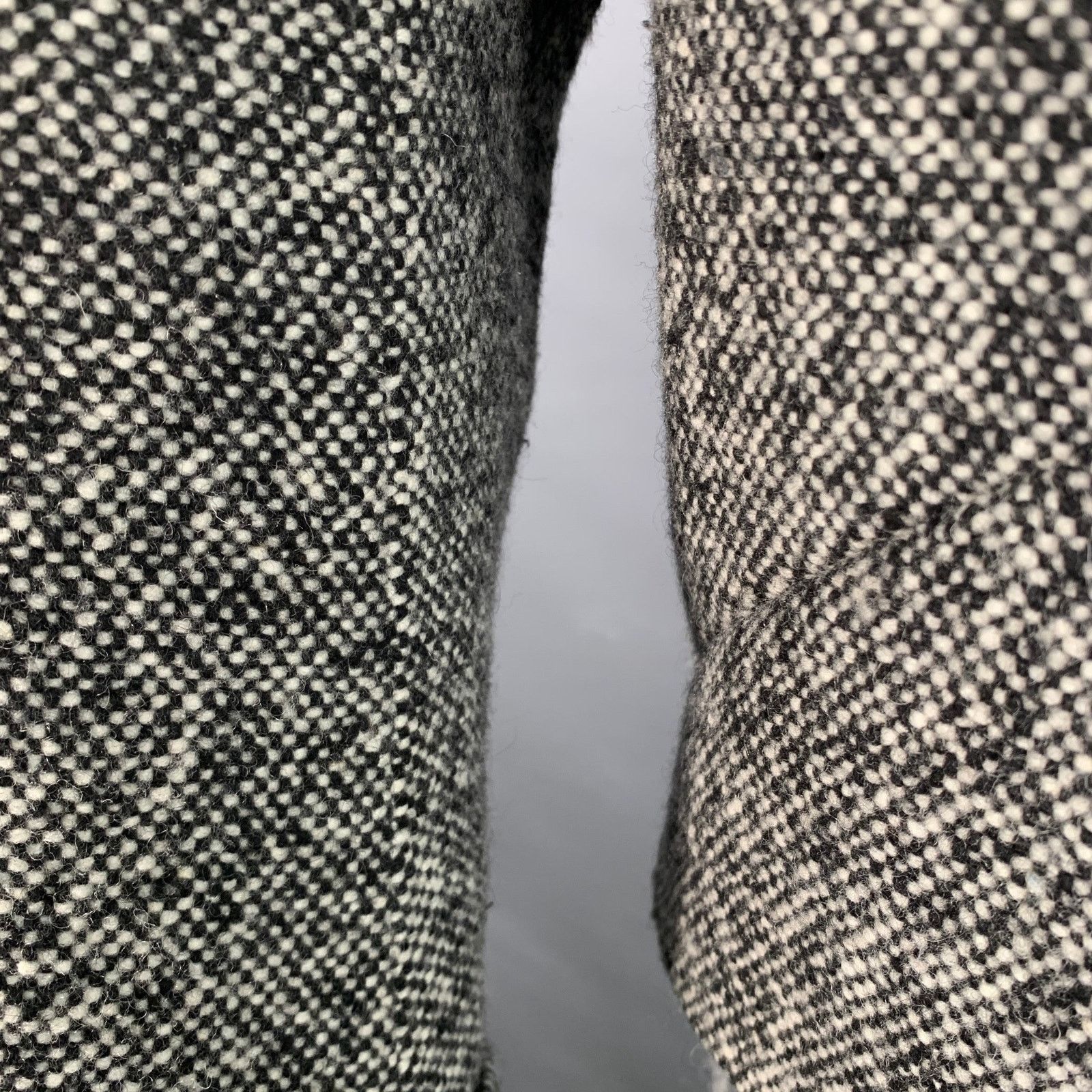 Carven CARVEN Grey Black Tweed Wool Single Breasted Pockets Coat Size US XL / EU 56 / 4 - 6 Thumbnail