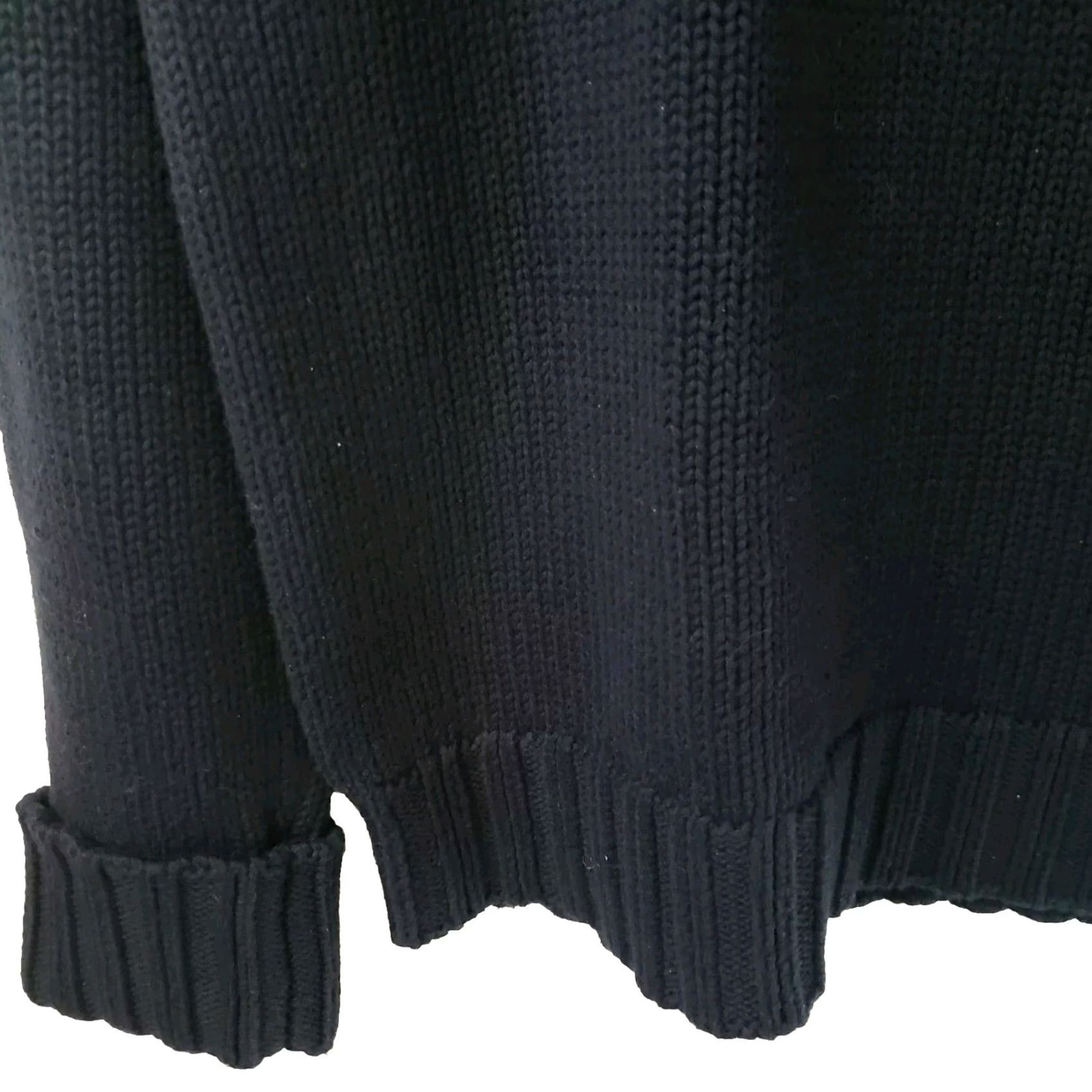 Ralph Lauren Lauren Ralph Lauren Women's L Black Cotton Sweater Shoulder Button Mock Neck Long Sleeve Raglan Pullover Knit Casual Workwear - Mens? Size L / US 10 / IT 46 - 5 Thumbnail
