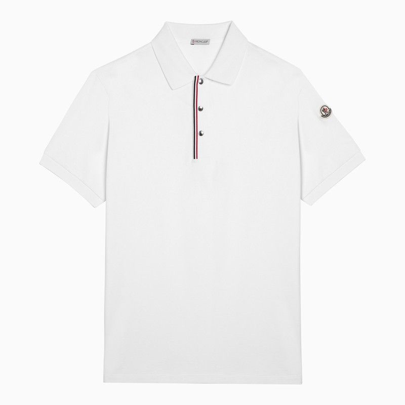 image of Moncler White Cotton Polo Shirt With Logo, Men's (Size XL)