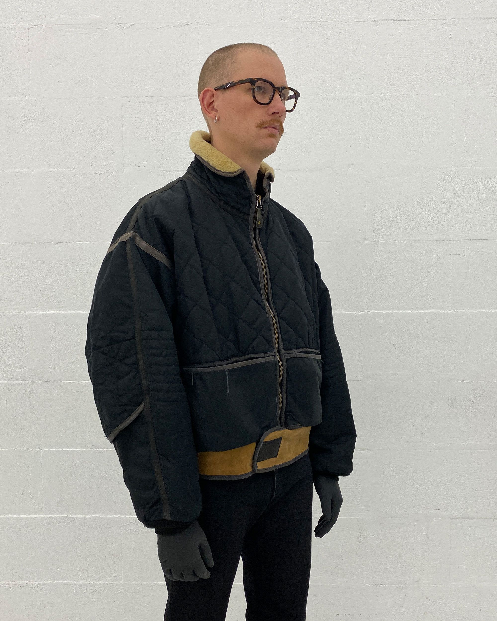 Chevignon 1980s Cosmos Nylon Leather Obersized Flight Jacket Size US XXL / EU 58 / 5 - 5 Thumbnail