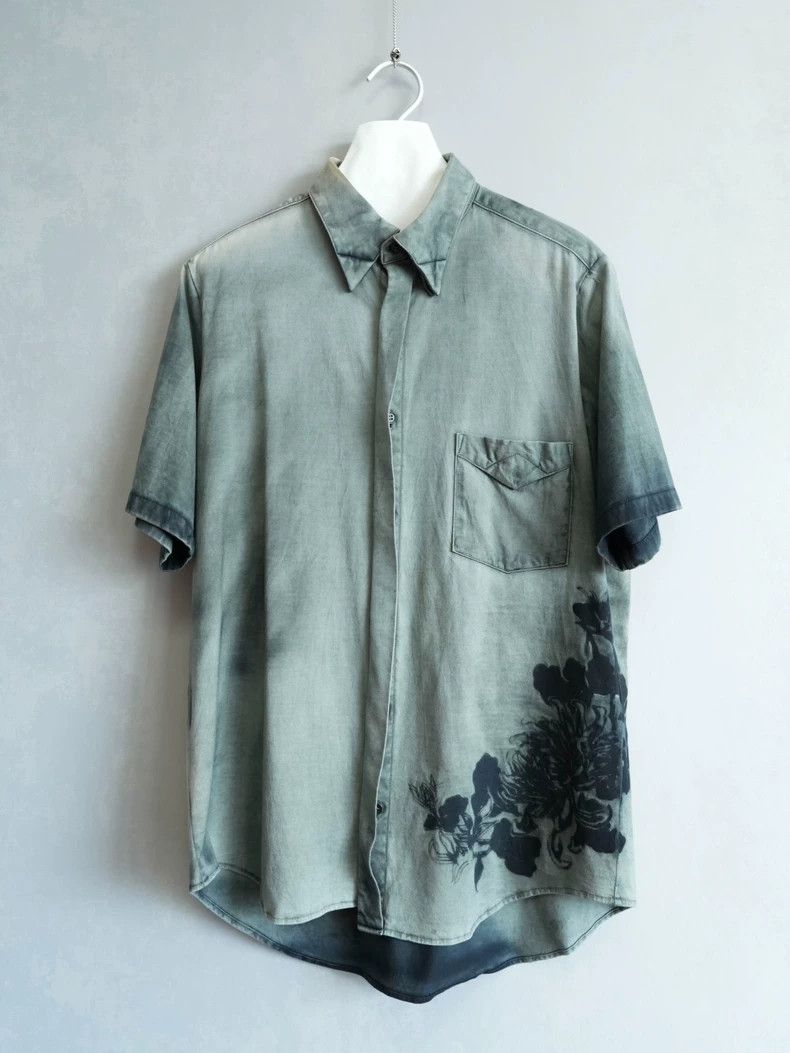 Yohji Yamamoto Yohji YamamotoDyed floral shirt with short sleeves 2503-Nex Size US XL / EU 56 / 4 - 1 Thumbnail
