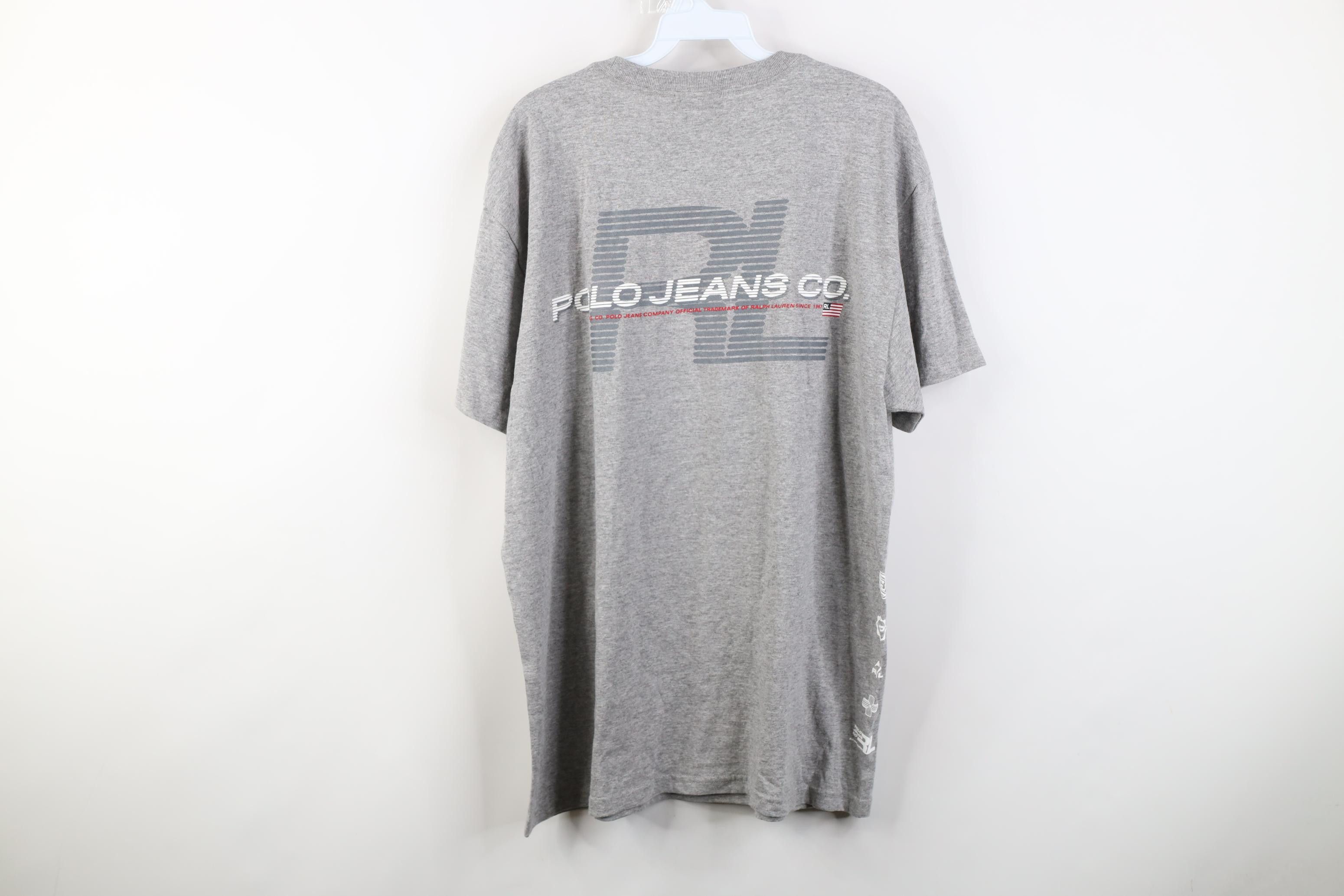 Polo Ralph Lauren Deadstock Vintage 90s Ralph Lauren Striped Logo T-Shirt Gray Size US L / EU 52-54 / 3 - 13 Thumbnail