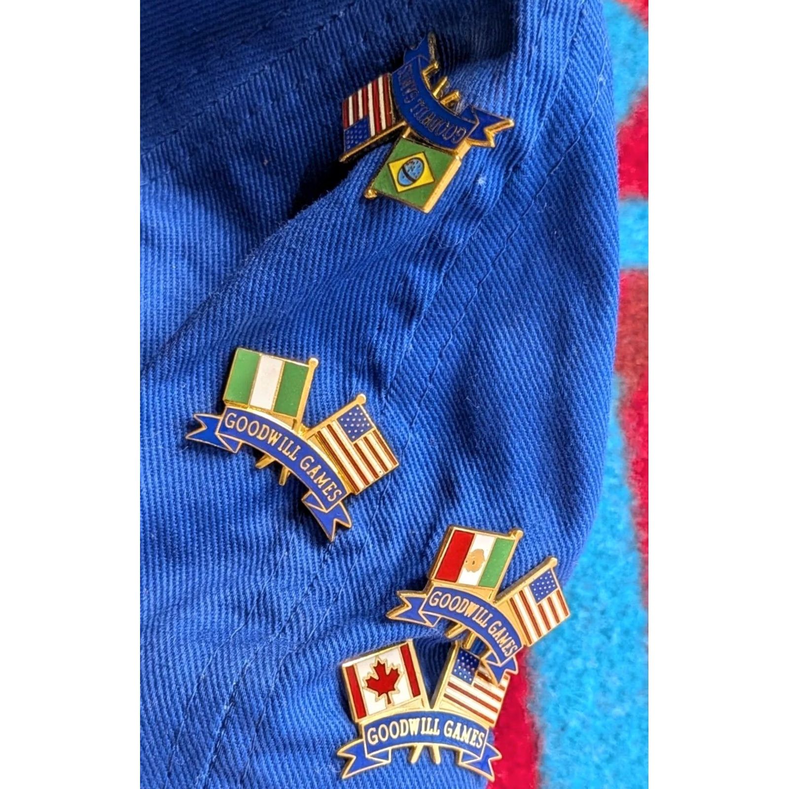 Vintage VINTAGE Goodwill Games Hat Lot Snapback USA Blue One Size Mens +19 Pins Pepsi Ted Turner 1990 Size ONE SIZE - 4 Thumbnail