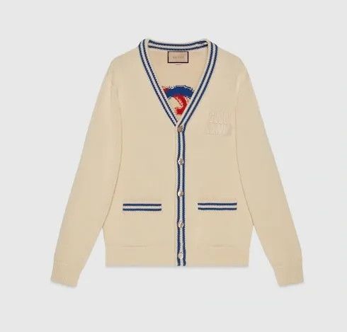 Gucci o1s1wg110225 Knit Cotton Cardigan With Animal Intarsia Size US XL / EU 56 / 4 - 2 Thumbnail