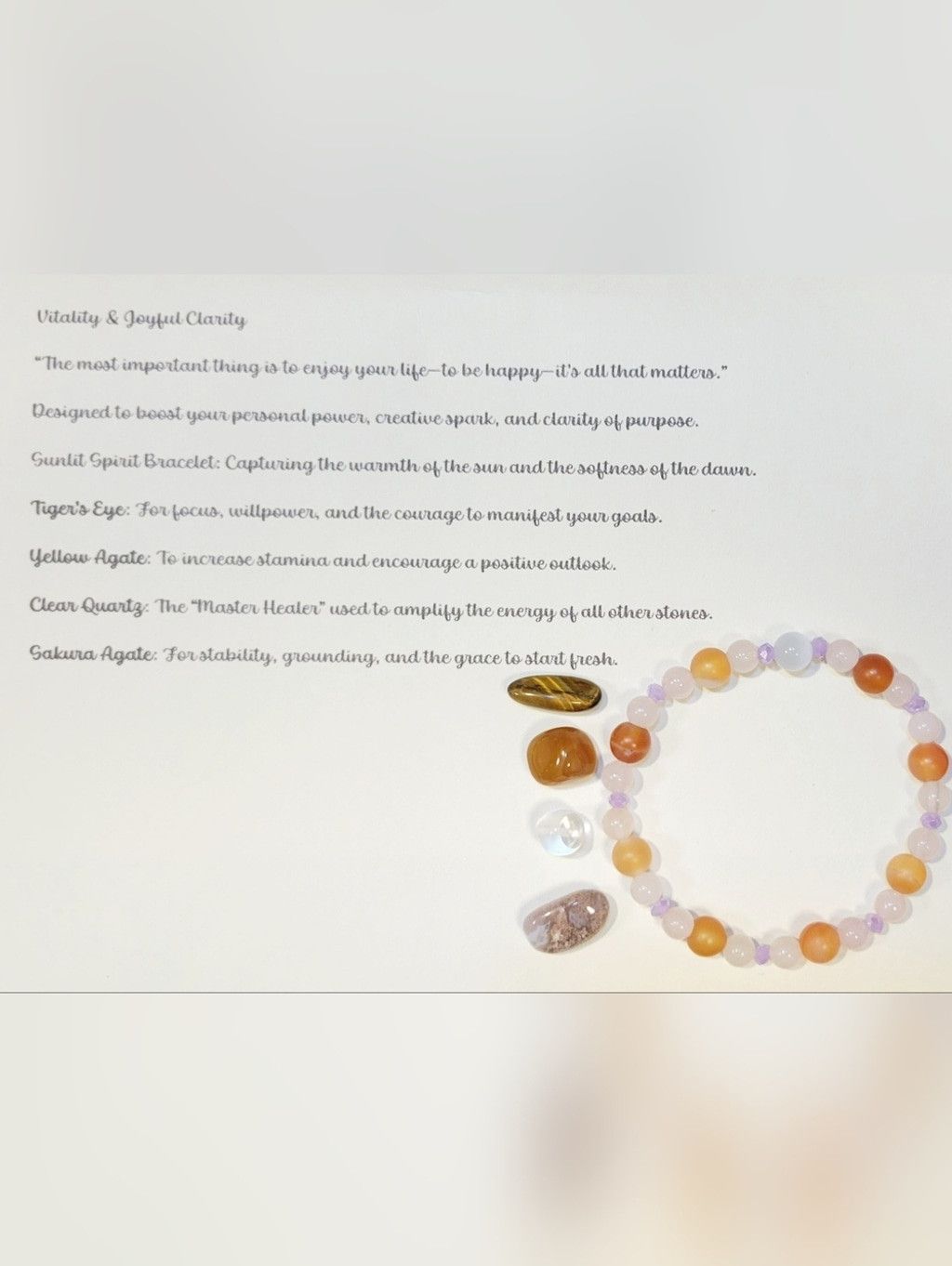 Handmade Gemstone Beaded Intent Bracelet With Crystals & Card 7" Size ONE SIZE - 1 Thumbnail