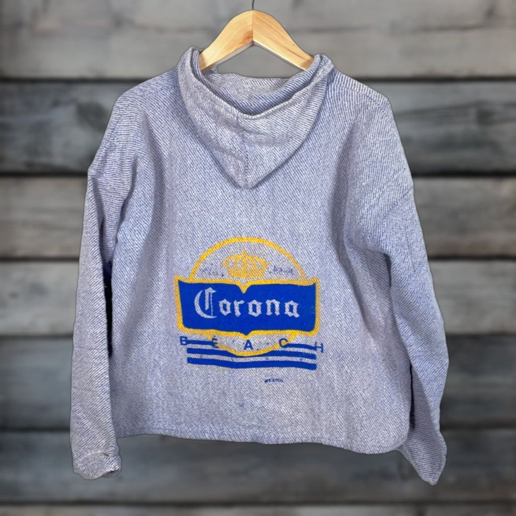 Vintage VINTAGE Corona Beach Baja Hoodie Men XL Gray Blue Graphic Print Hooded Pullover 90s Mexico Made Size US XL / EU 56 / 4 - 1 Thumbnail