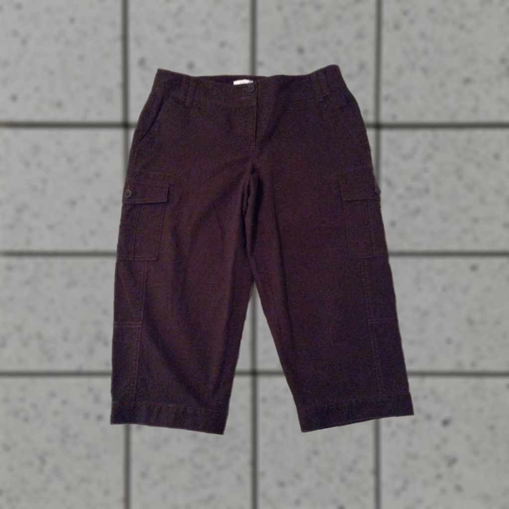 Ann Taylor Womens Ann Taylor LOFT Pants 10 Brown Capri Cargo Cotton Size 32" / US 10 / IT 46 - 1 Thumbnail