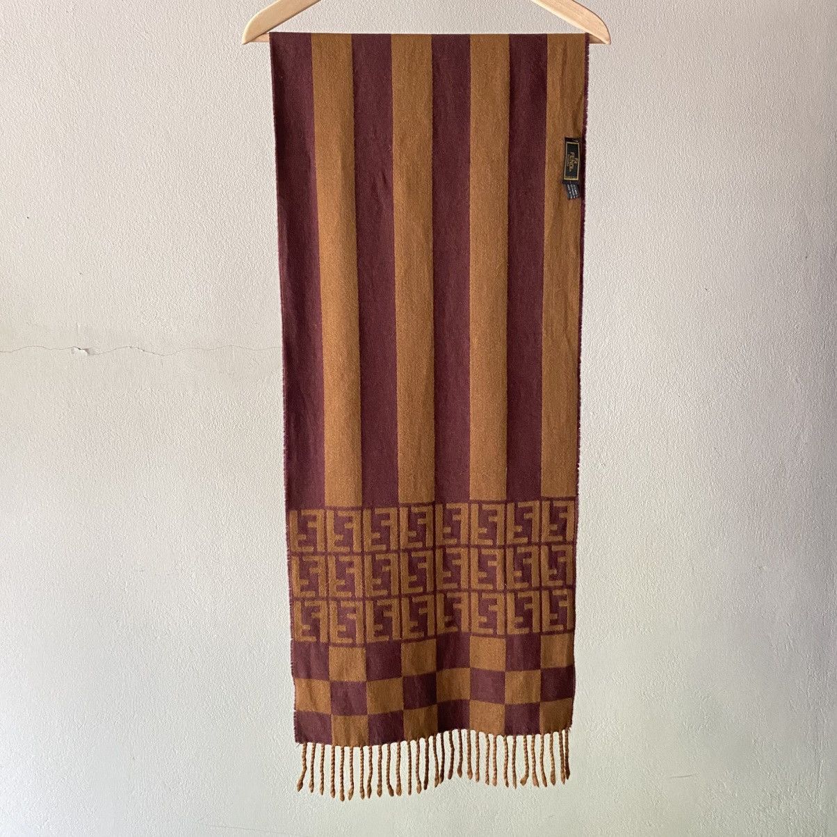 Fendi FENDI Monogram Scarf in Brown & Maroon Size ONE SIZE - 4 Thumbnail