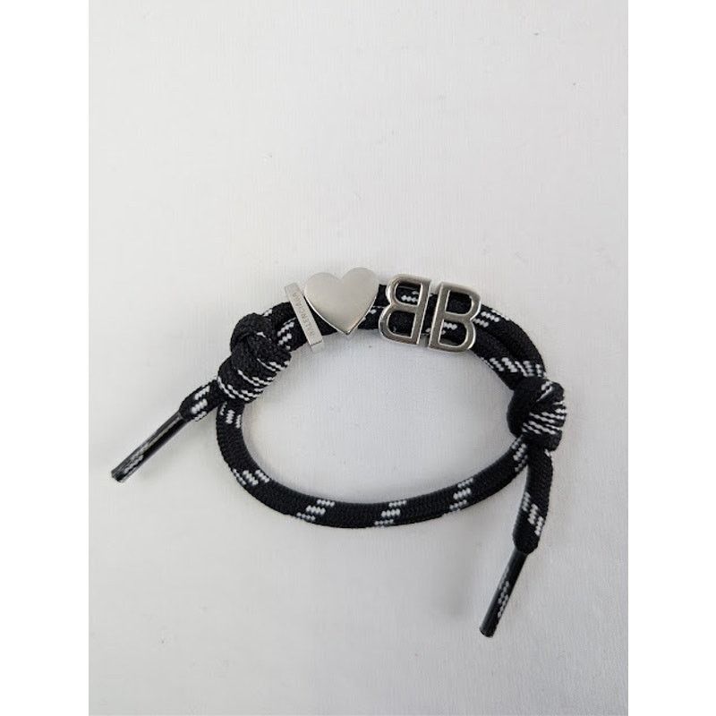 Balenciaga o1rshd1 / 555 / Size: OS / I Heart BB Bracelet Black / White Size ONE SIZE - 1 Thumbnail