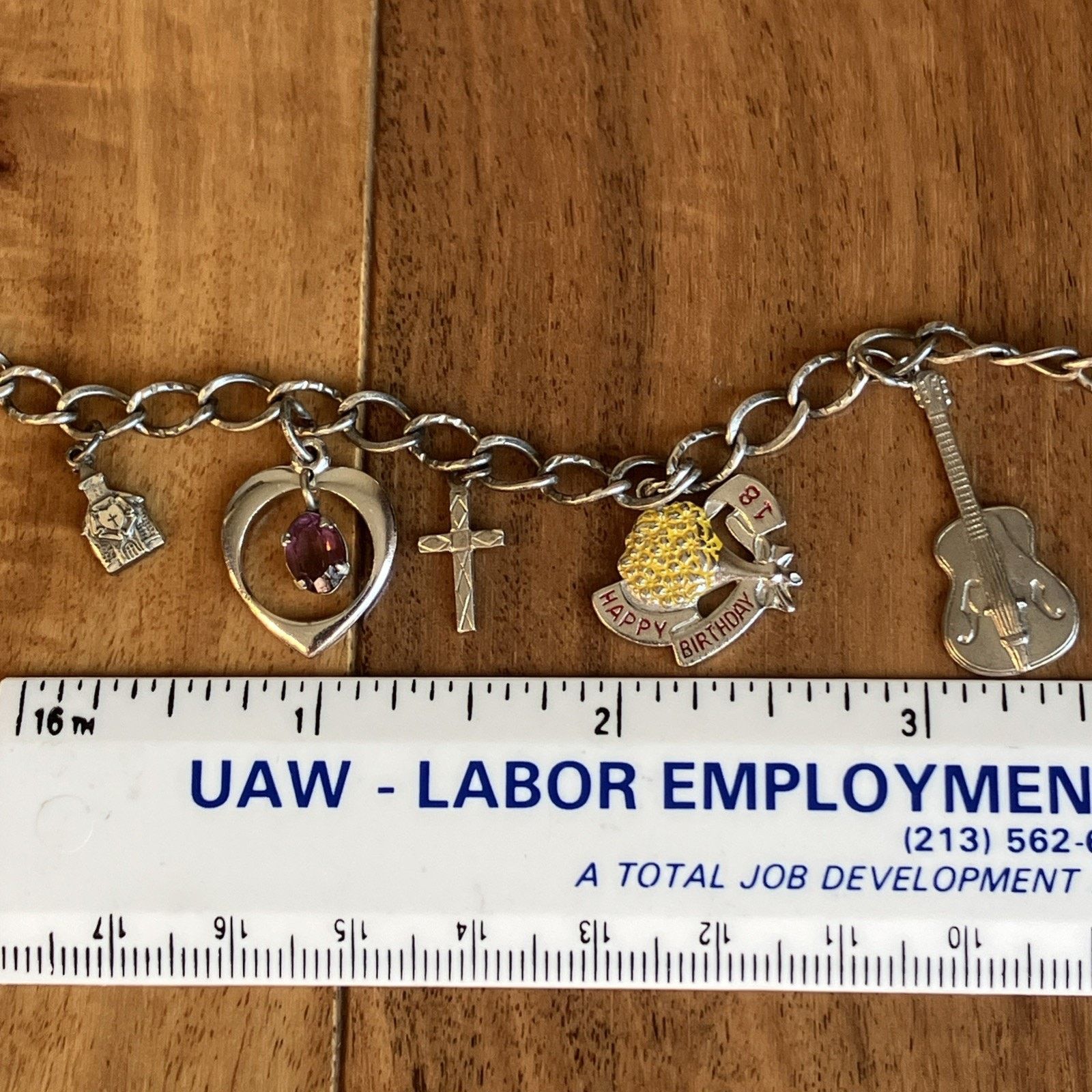 Other Vtg Sterling Silver Religious Charm Bracelet 1940s Music Size ONE SIZE - 21 Thumbnail