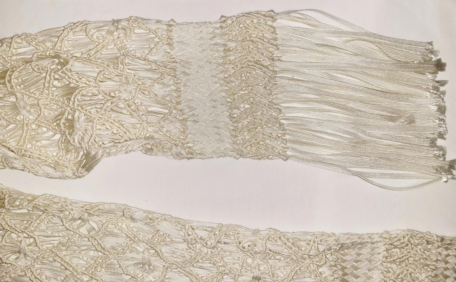 Designer Von Saken macrame cream long sleeve dress size LG Size L / US 10 / IT 46 - 5 Thumbnail