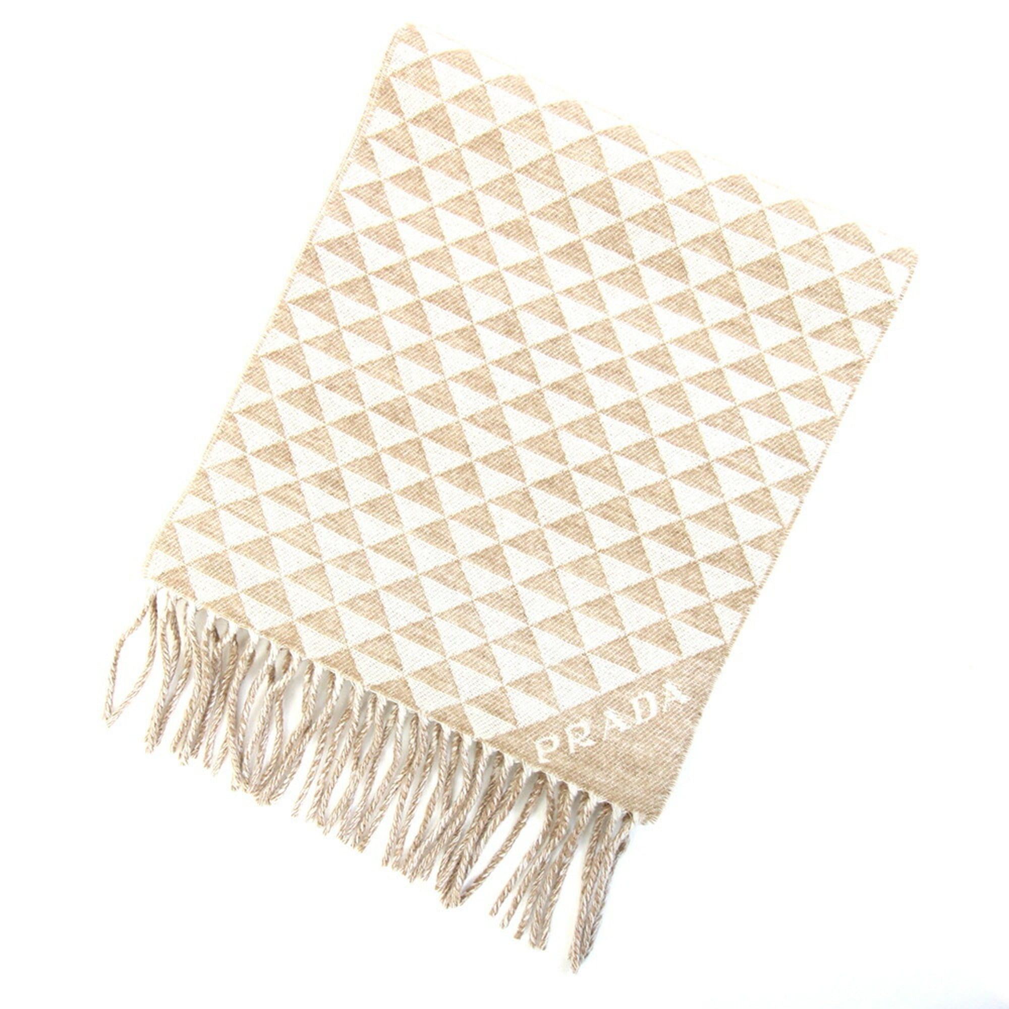 Prada Prada Scarf 1FS056 Beige 90% Wool 10% Cashmere Stole Shawl Men's Women's PRADA Size ONE SIZE - 1 Thumbnail