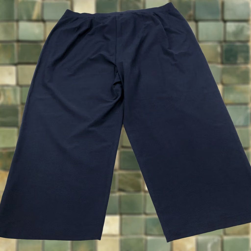 Eileen Fisher Eileen Fisher Crepe Pull On Plus 2X High Rise Viscose Pants Blue Size 40" / US 18 - 1 Thumbnail