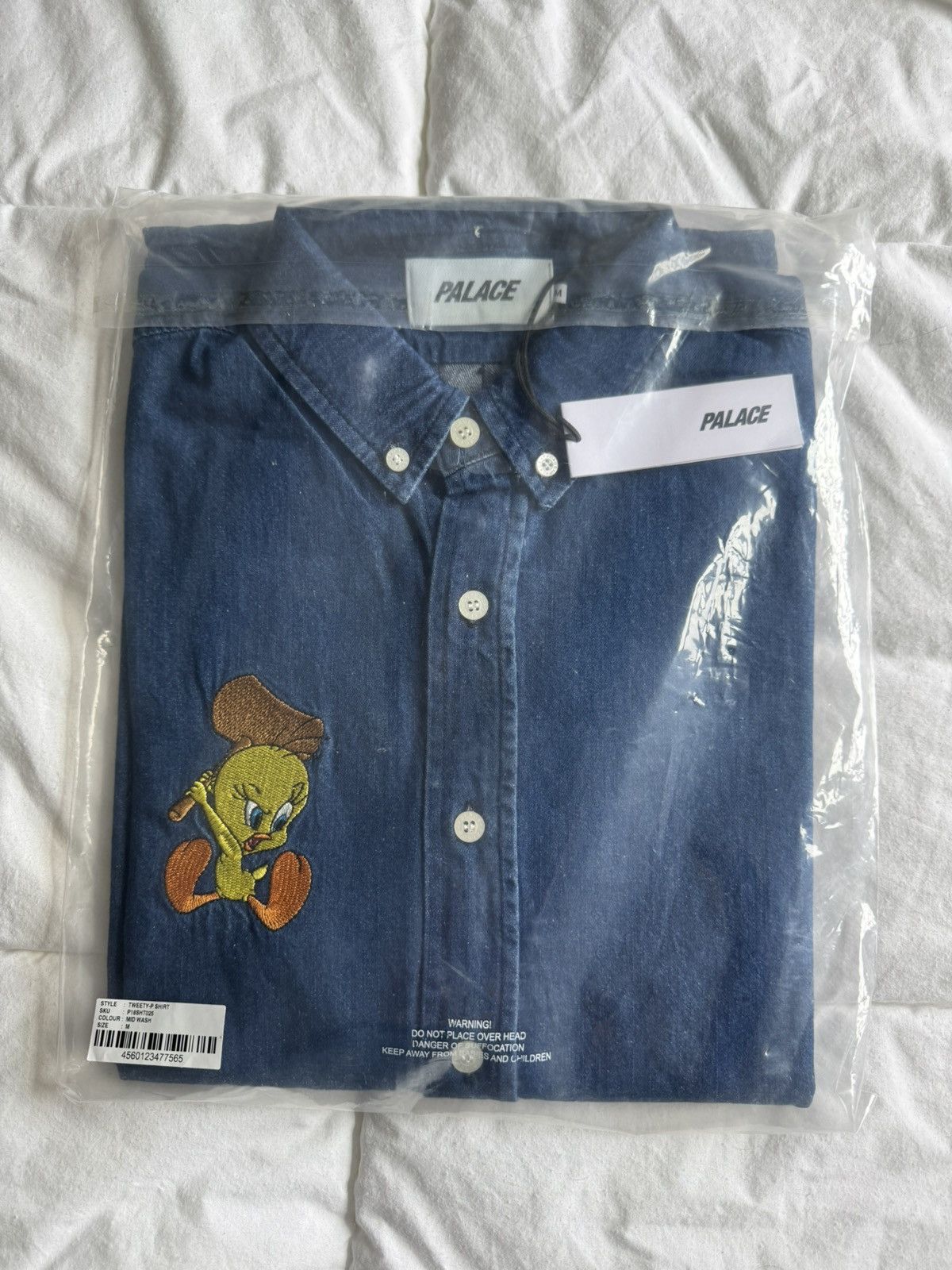 Palace Palace Denim Tweety-P button down shirt Size US M / EU 48-50 / 2 - 3 Thumbnail