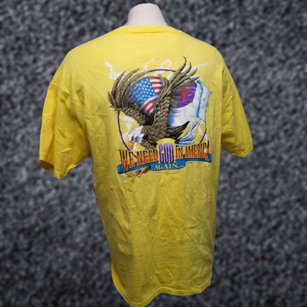 Vintage VINTAGE Mens XL We Need God In America Again Eagle T Shirt Double Sided Size US L / EU 52-54 / 3 - 1 Thumbnail