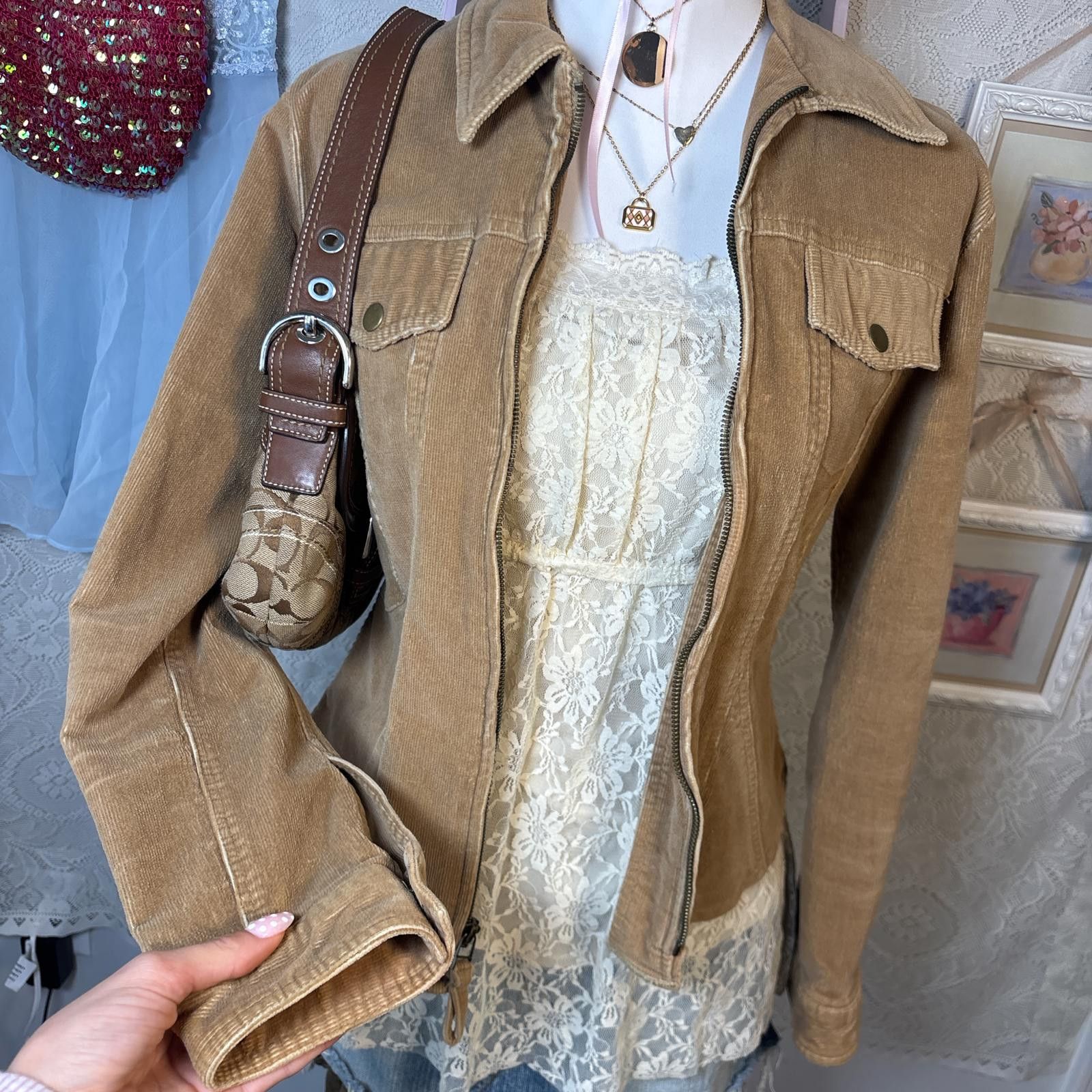 At Last & Co vintage brown corduroy zip up jacket Size L / US 10 / IT 46 - 4 Thumbnail