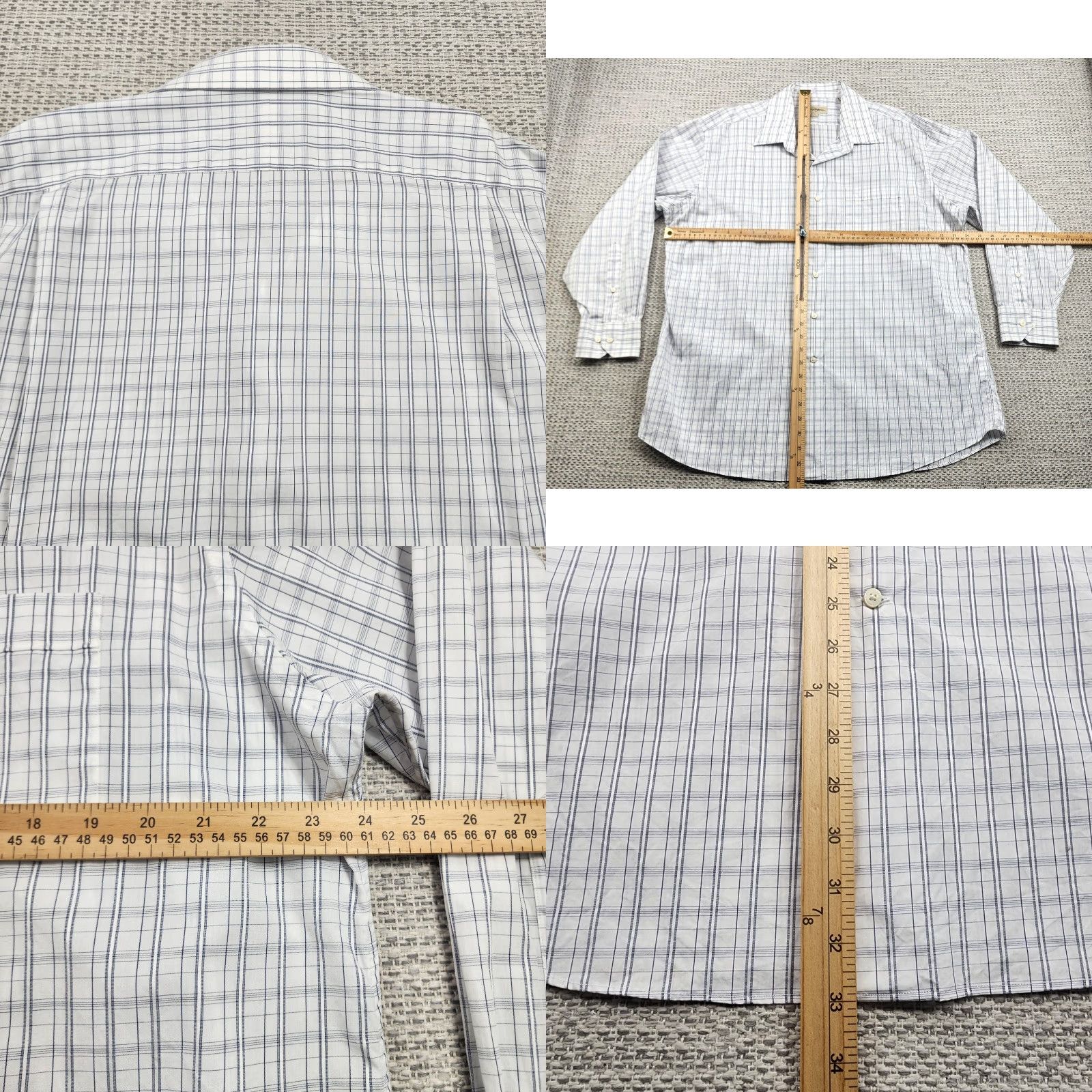 Tommy Bahama Tommy Bahama Shirt Mens 17 32-33 White Blue Plaid Long Sleeve Button Down Dress Size 46R - 8 Thumbnail