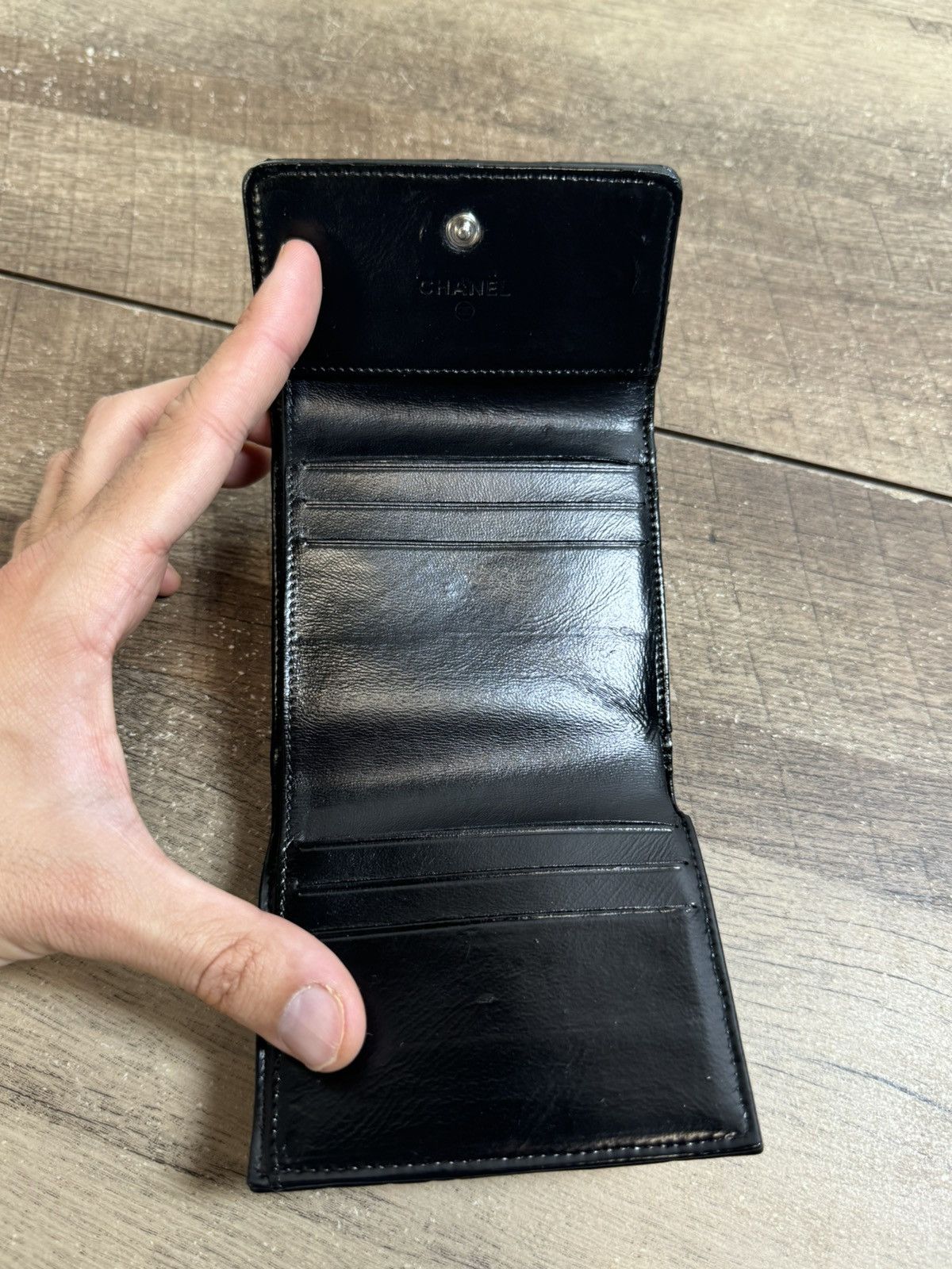 Chanel CHANEL Camellia Double Hook Bi Fold Wallet Lambskin Silver Size ONE SIZE - 4 Thumbnail