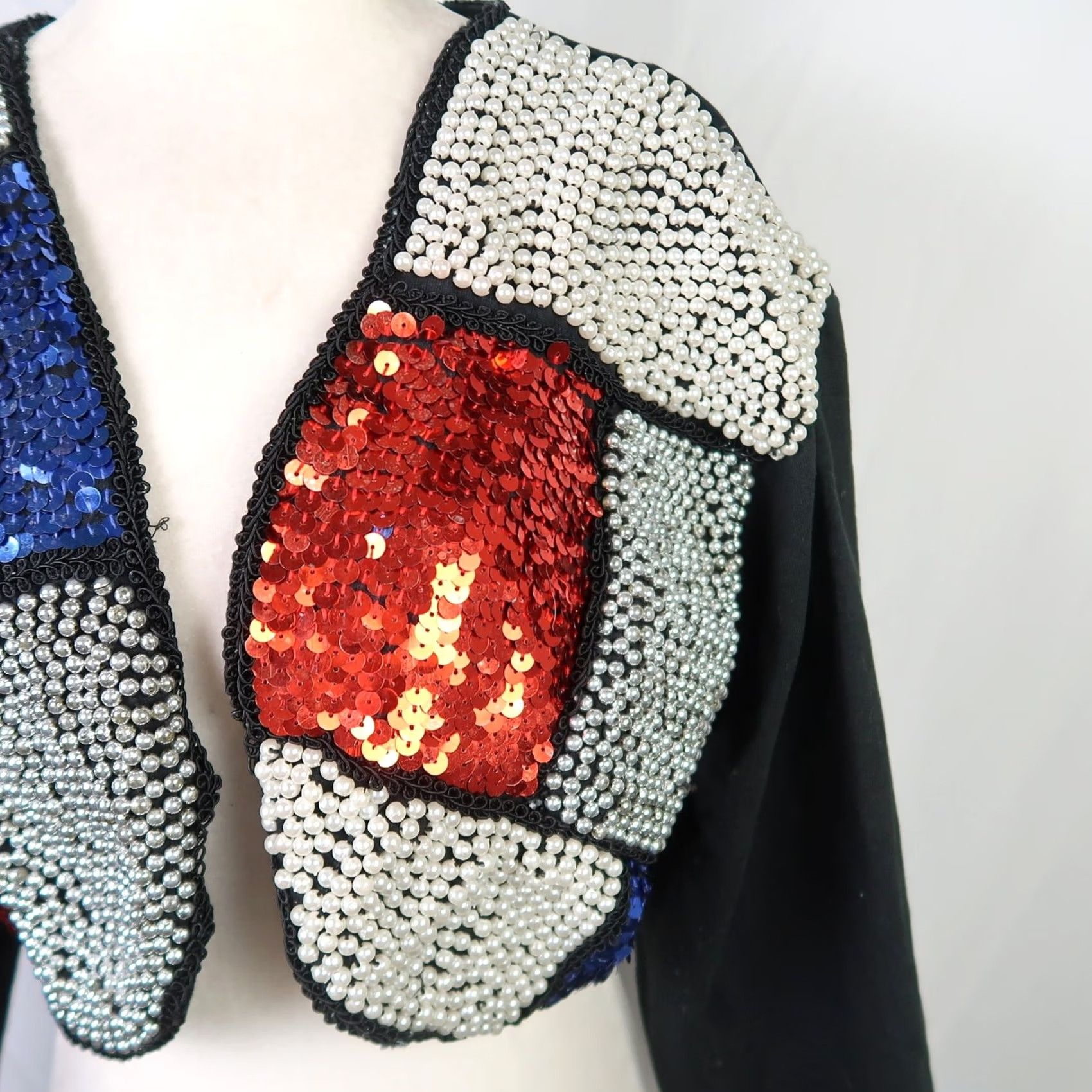 Vintage VINTAGE Speed Limit MPH Jacket Women Beaded Sequin Pearl Crop Party 80s 90s Black Short Sleeve Mens? Womens Size M / US 6-8 / IT 42-44 - 6 Thumbnail