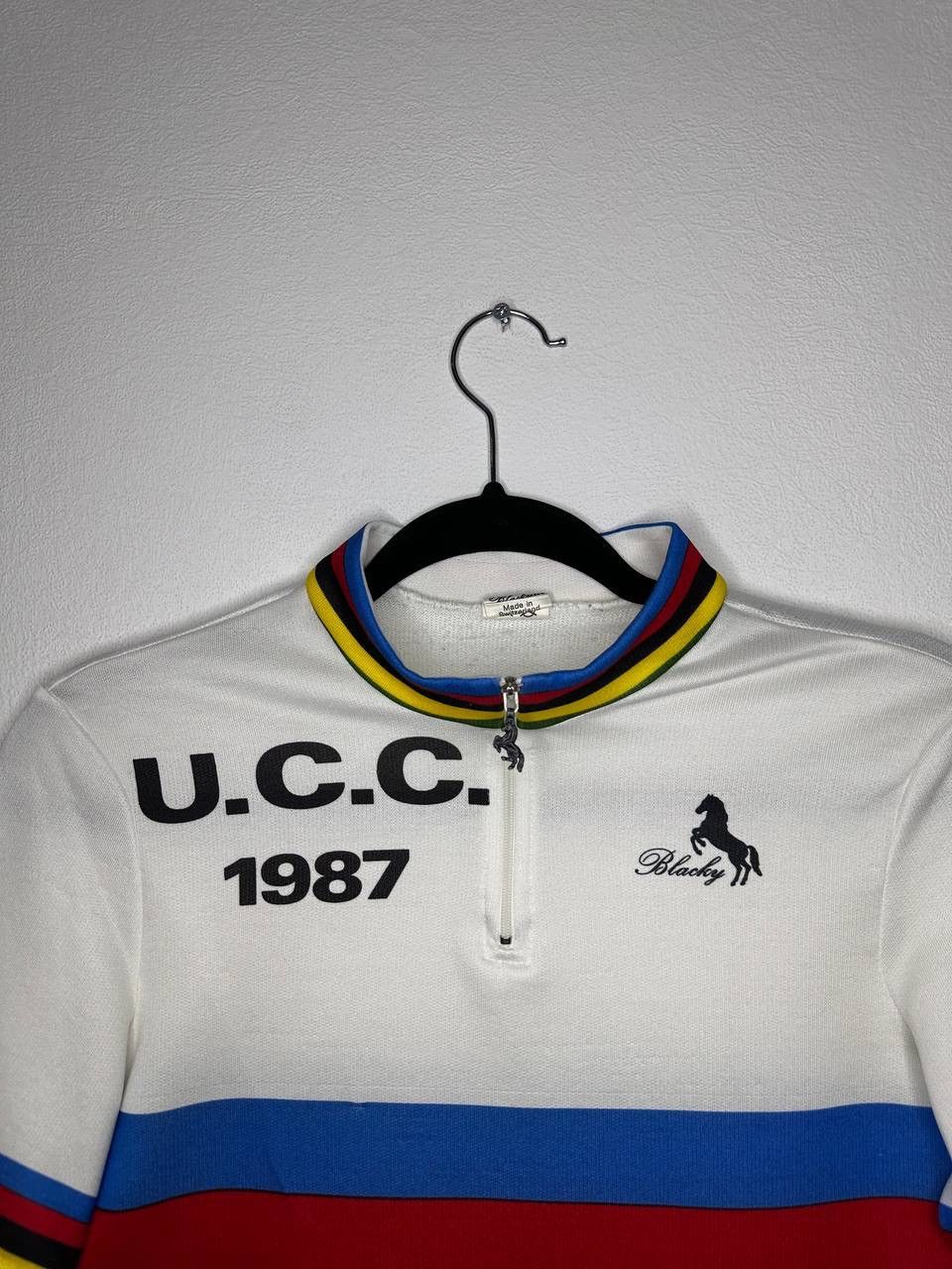 Le Coq Sportif Blacky U.C.C. 1987 Cycling Olympic Jersey Retro Vintage Size US M / EU 48-50 / 2 - 6 Thumbnail