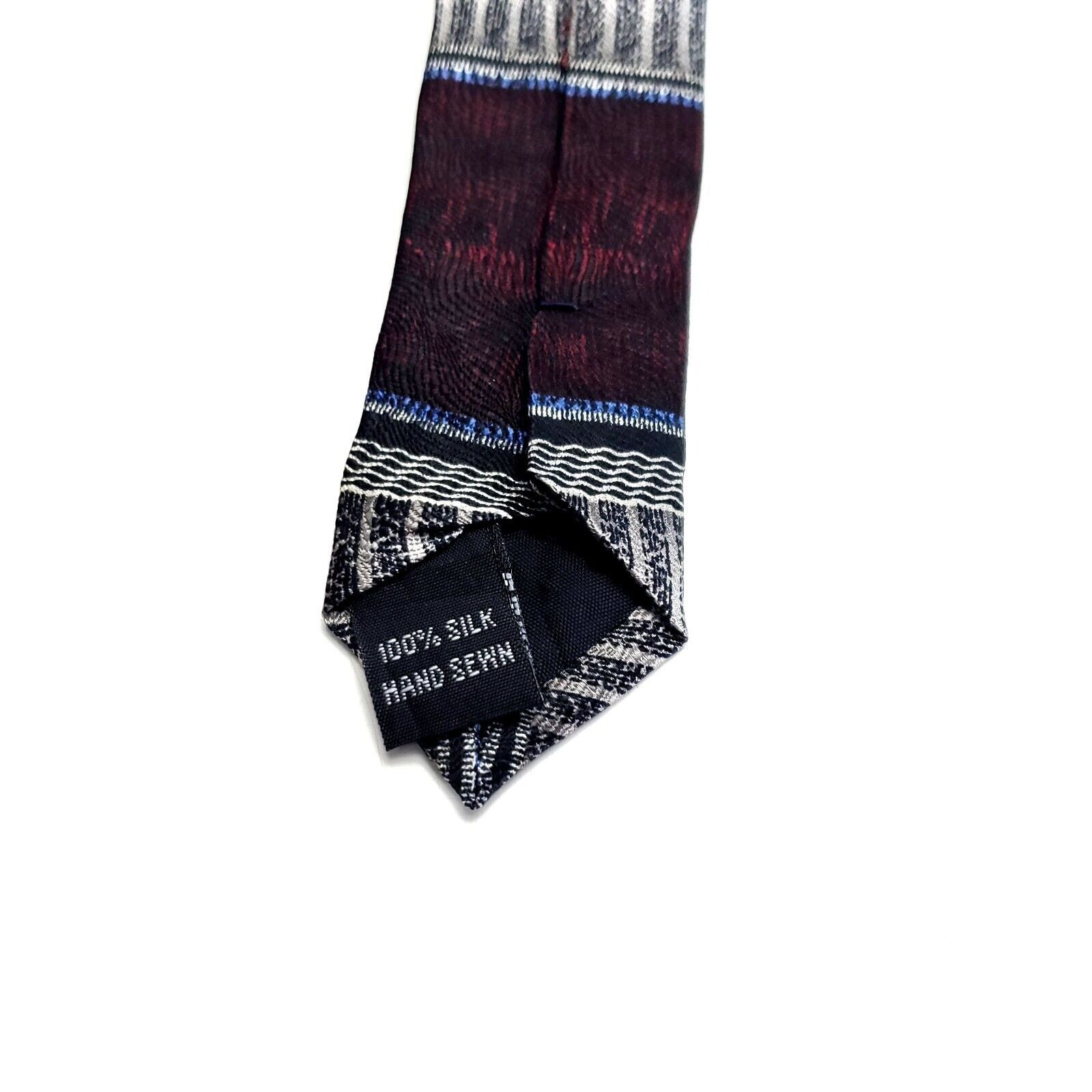 Vintage Courage Silk Tie Maroon Red Gray Handsewn Size ONE SIZE - 4 Thumbnail