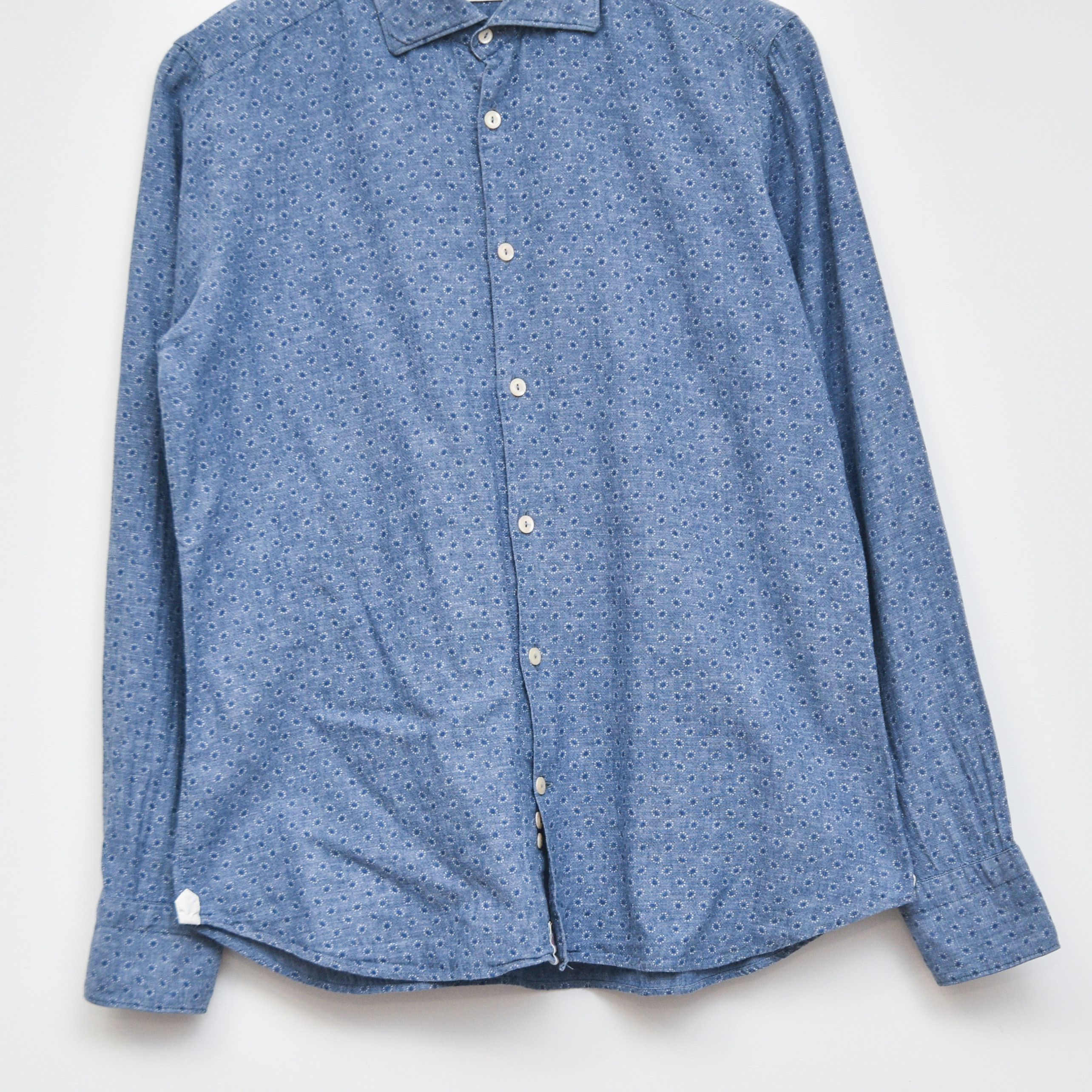 Tintoria Mattei TINTORIA MATTEI 954 Blue Polka Dot Slim Fit Cotton Shirt Size US M / EU 48-50 / 2 - 3 Thumbnail