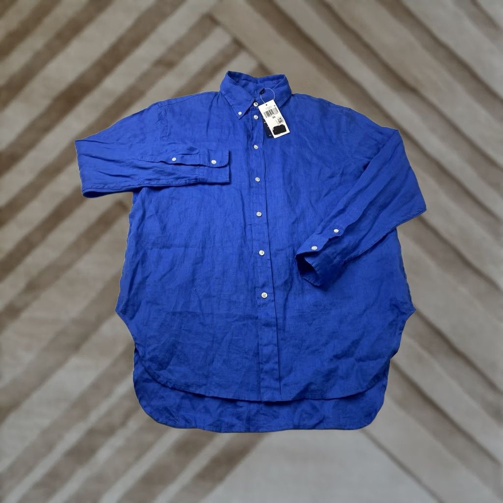 Polo Ralph Lauren VINTAGE Polo Ralph Lauren Blue Linen Button-Up Shirt Long Sleeve Men’s XS Size US XS / EU 42 / 0 - 1 Thumbnail