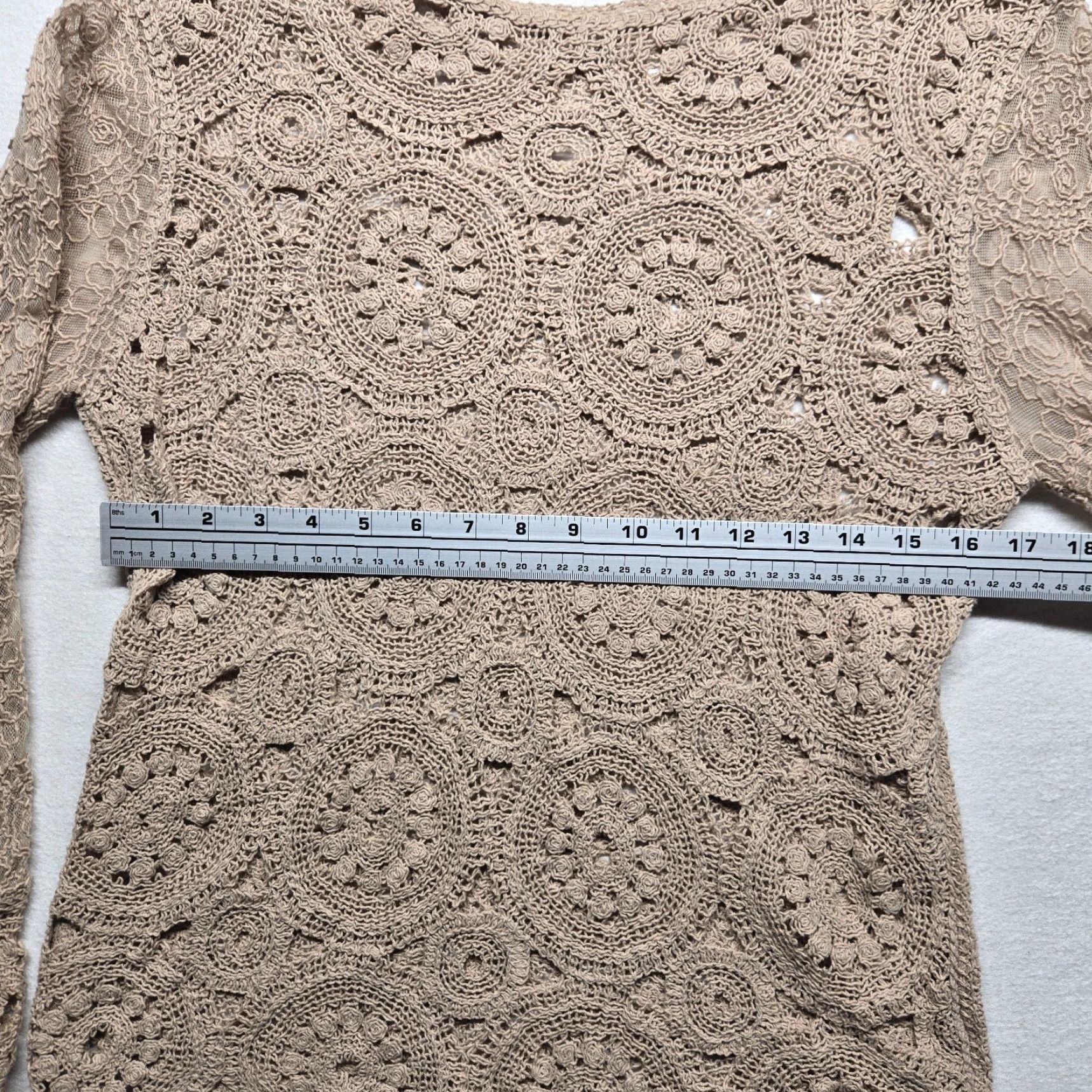 Vintage Solid Brown Lace Crochet Cut Out Boho Cottage Adult Women's Size Small Size L / US 10 / IT 46 - 3 Thumbnail