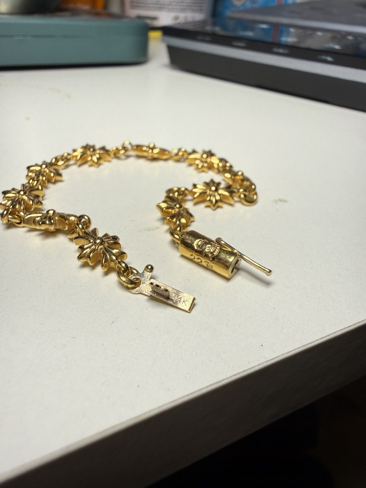 Chrome Hearts Chrome Hearts Gold Tiny E Cross Plus Bracelet Logo small Size ONE SIZE - 13 Thumbnail