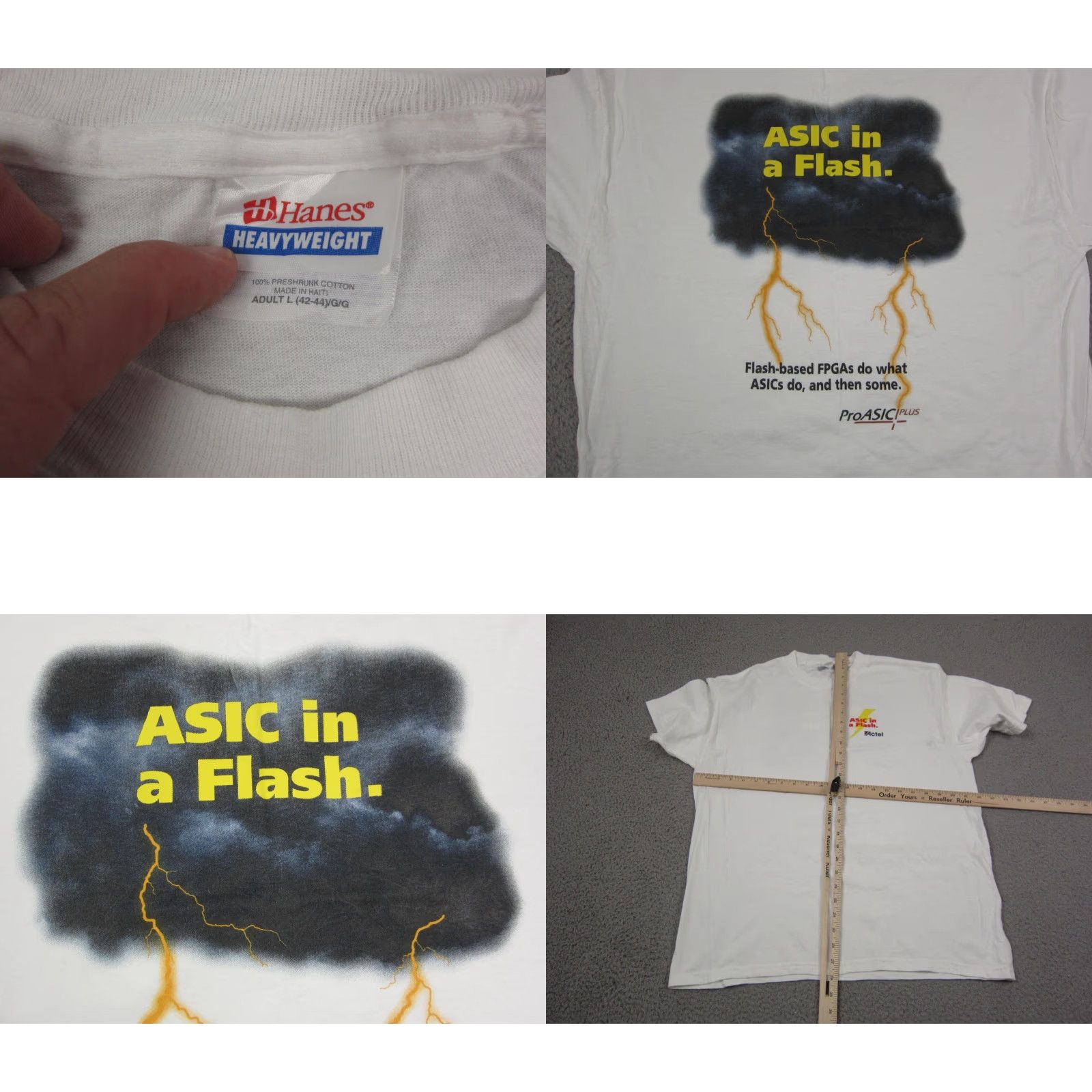 Hanes VINTAGE Hanes Shirt Adult L White ASIC in a Flash Actel FPGA Single Stitch Y2K Outdoor 90s Mens Shirt Size US L / EU 52-54 / 3 - 8 Thumbnail
