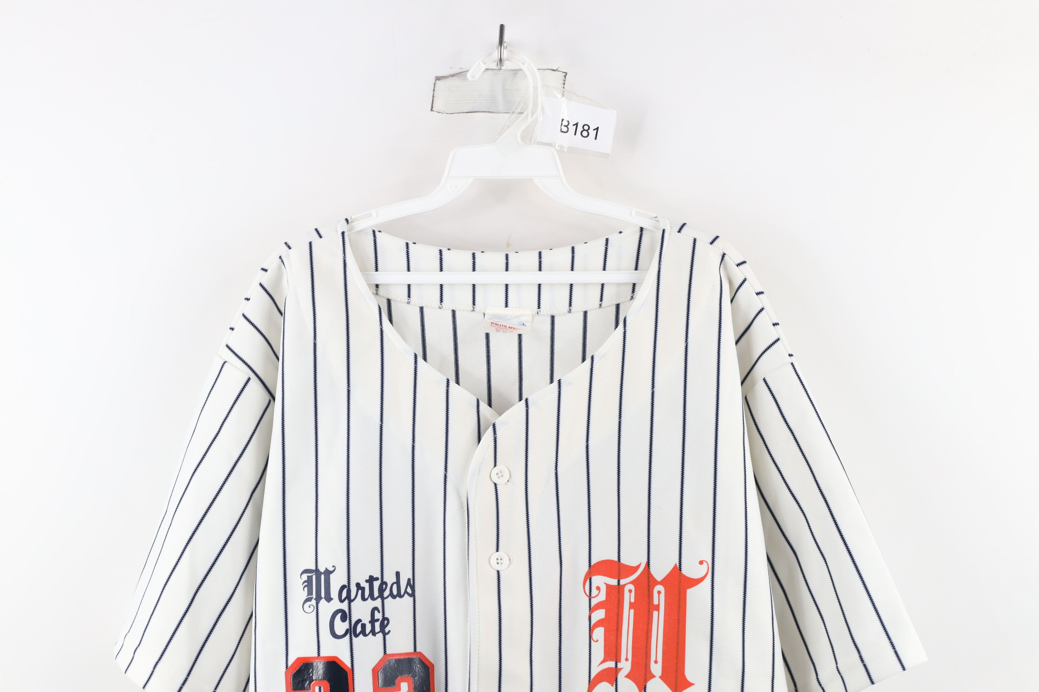 Vintage Vintage 90s Pinstriped Old English M Baseball Jersey USA Size US XL / EU 56 / 4 - 2 Thumbnail