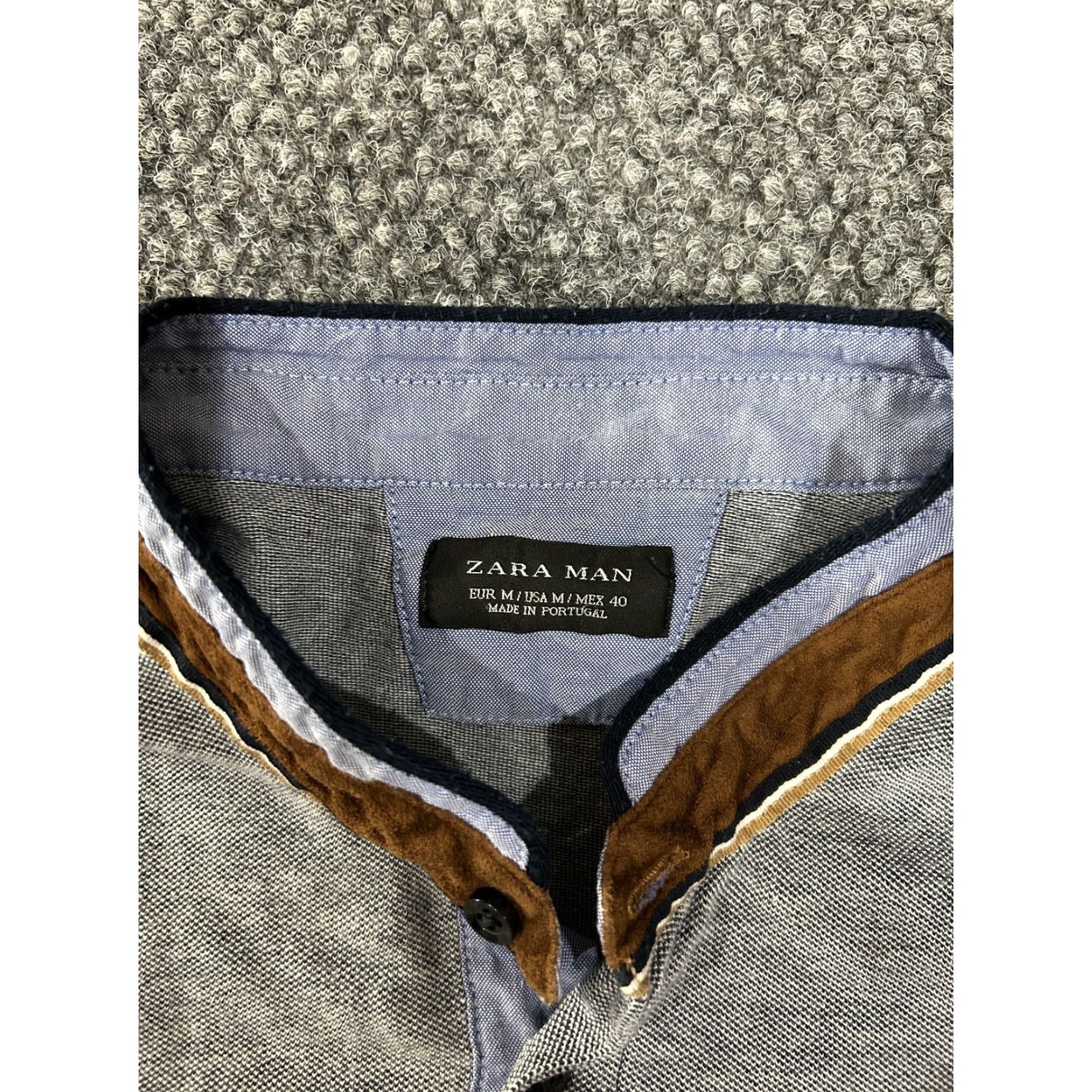 Zara Zara Shirt Mens M Gray Short Sleeve Henley Logo Knit T-Shirt Classic All Seasons Summer Spring Regular Size US M / EU 48-50 / 2 - 3 Thumbnail